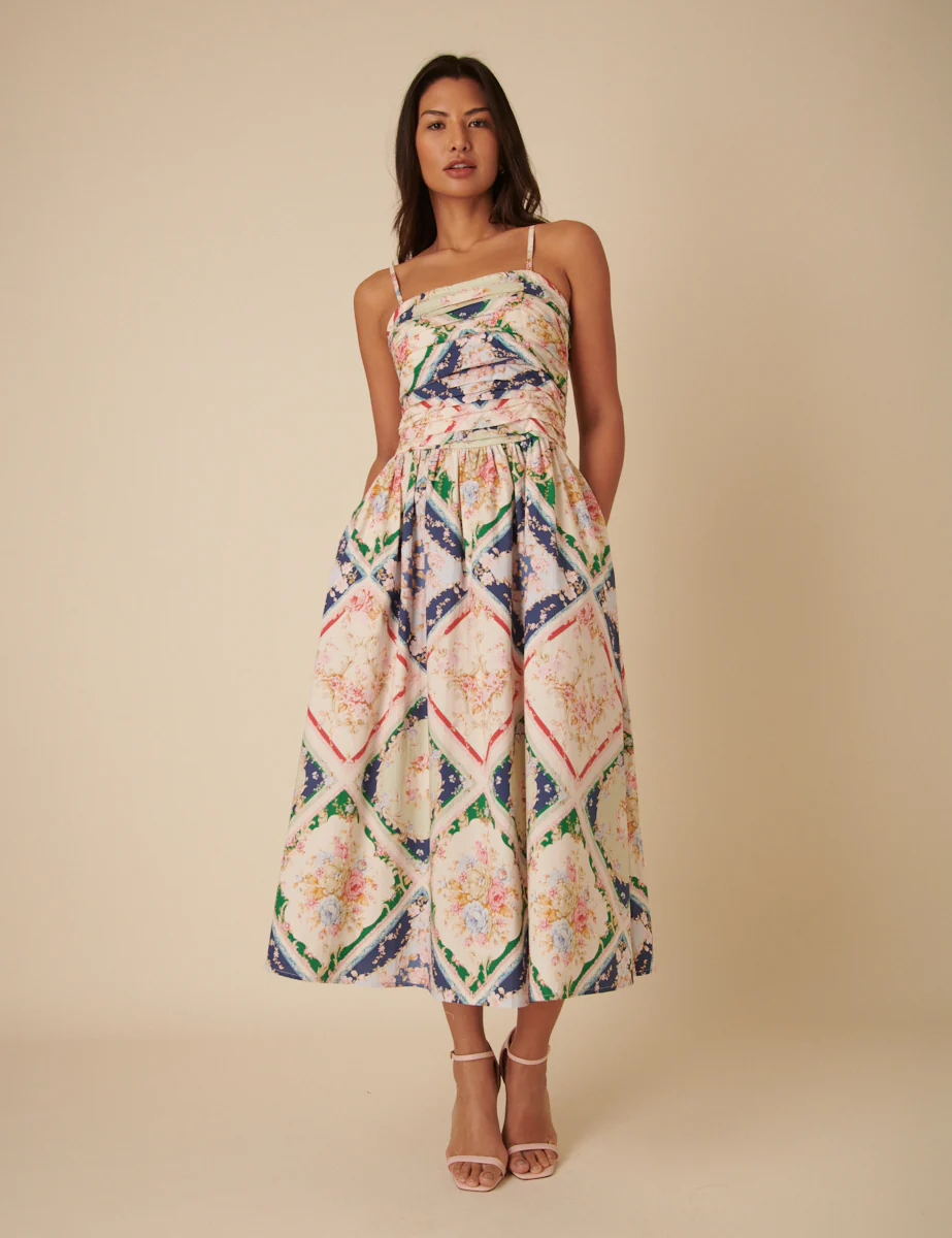 Abstract Floral Bandeau Felicity Midi Dress - Image 3