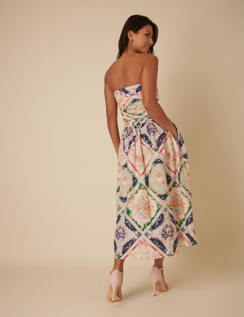 Abstract Floral Bandeau Felicity Midi Dress - Image 4