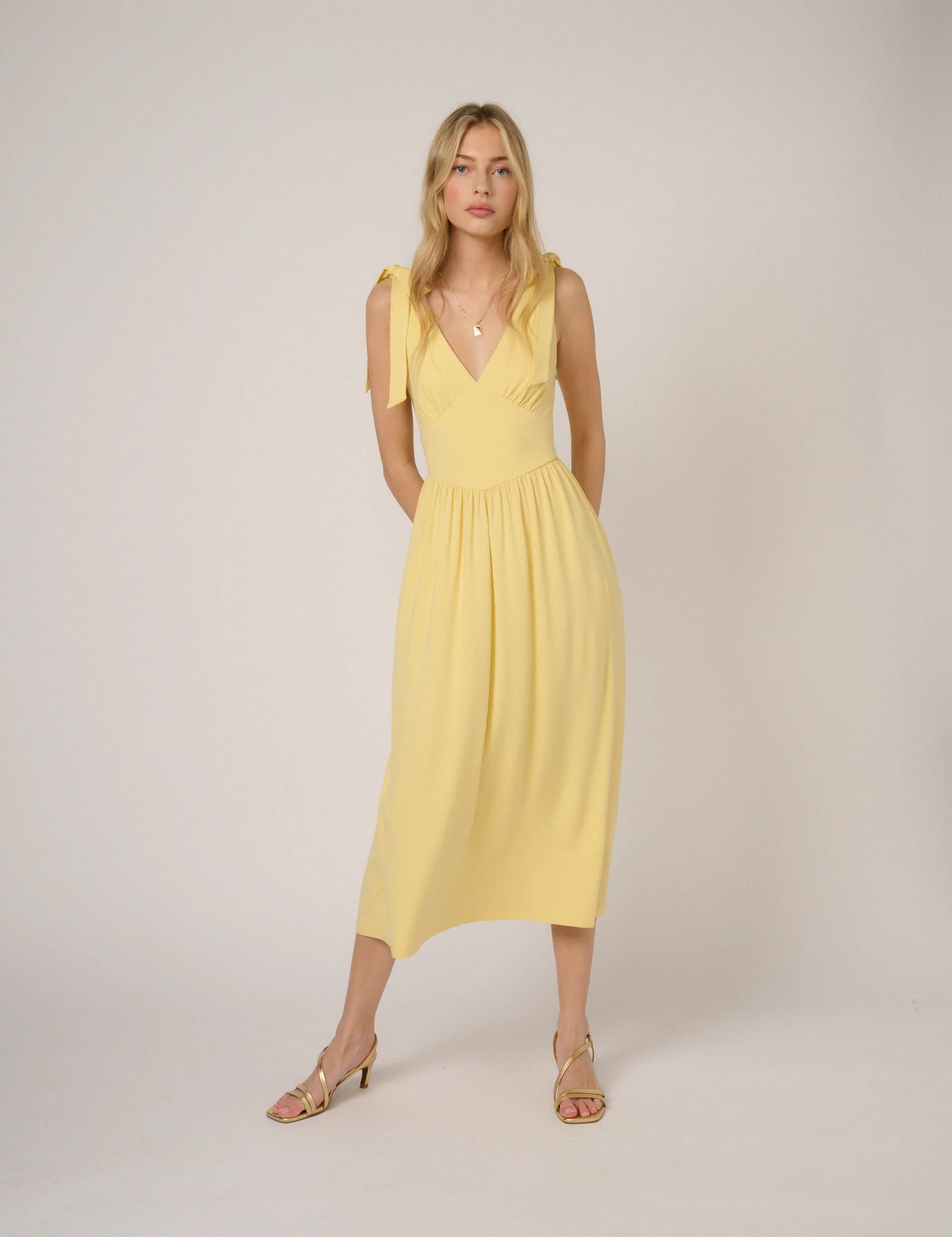 Butter Yellow Addison Jersey Midi Dress - Image 3