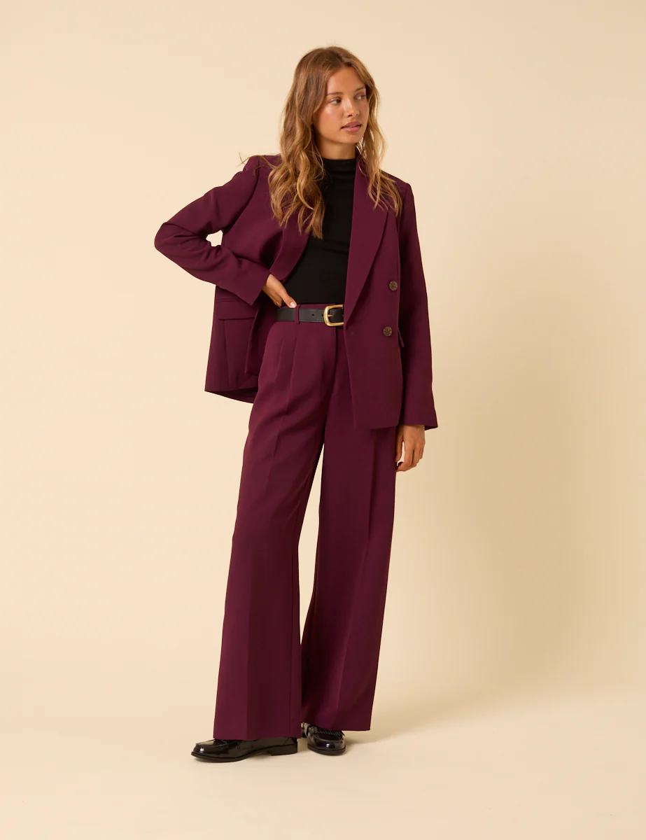 Burgundy Alicia Double Breasted Blazer - Image 3