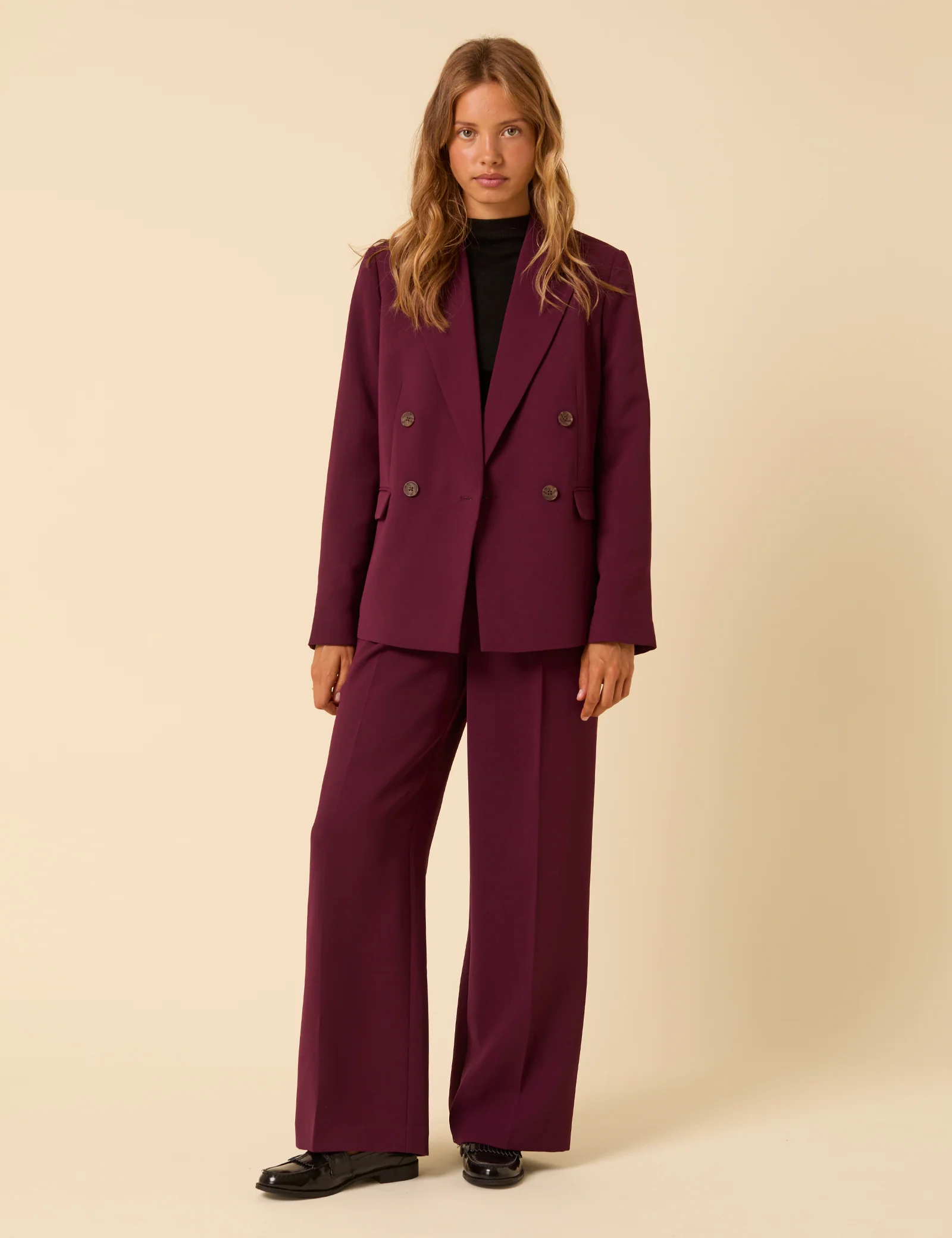 Burgundy Alicia Double Breasted Blazer - Image 4