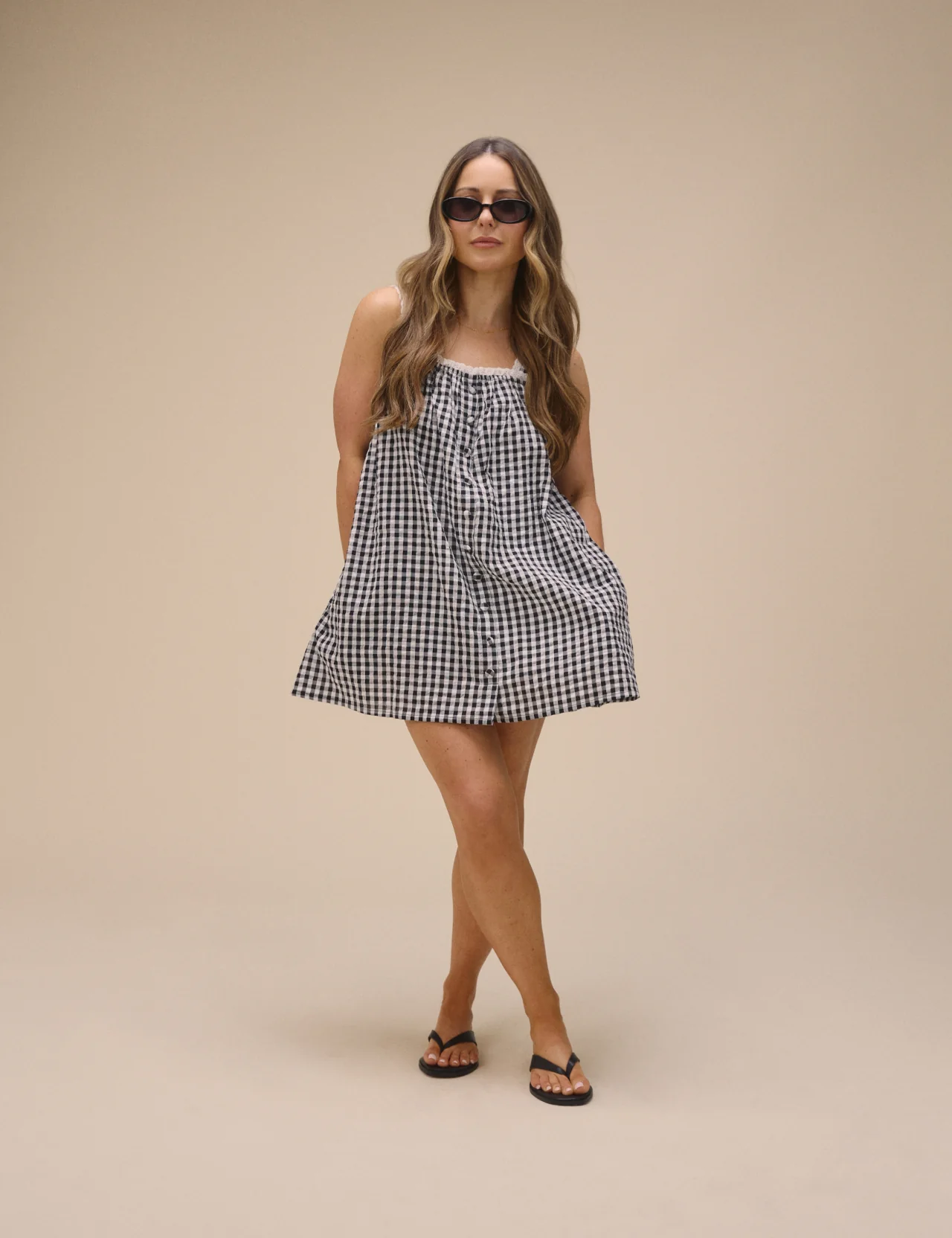 Black Gingham Romper - Image 2