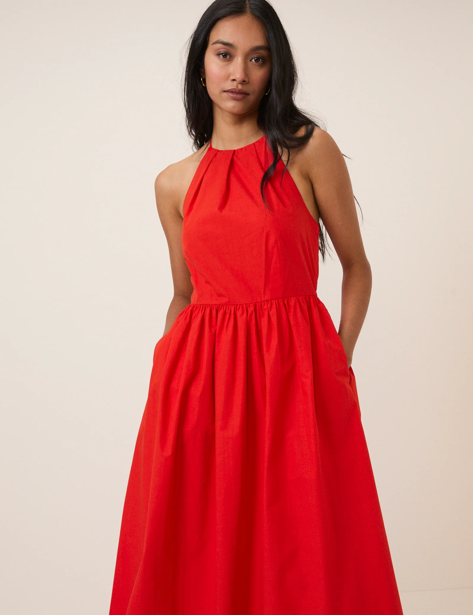 Red Halterneck Amber Midi Dress - Image 2