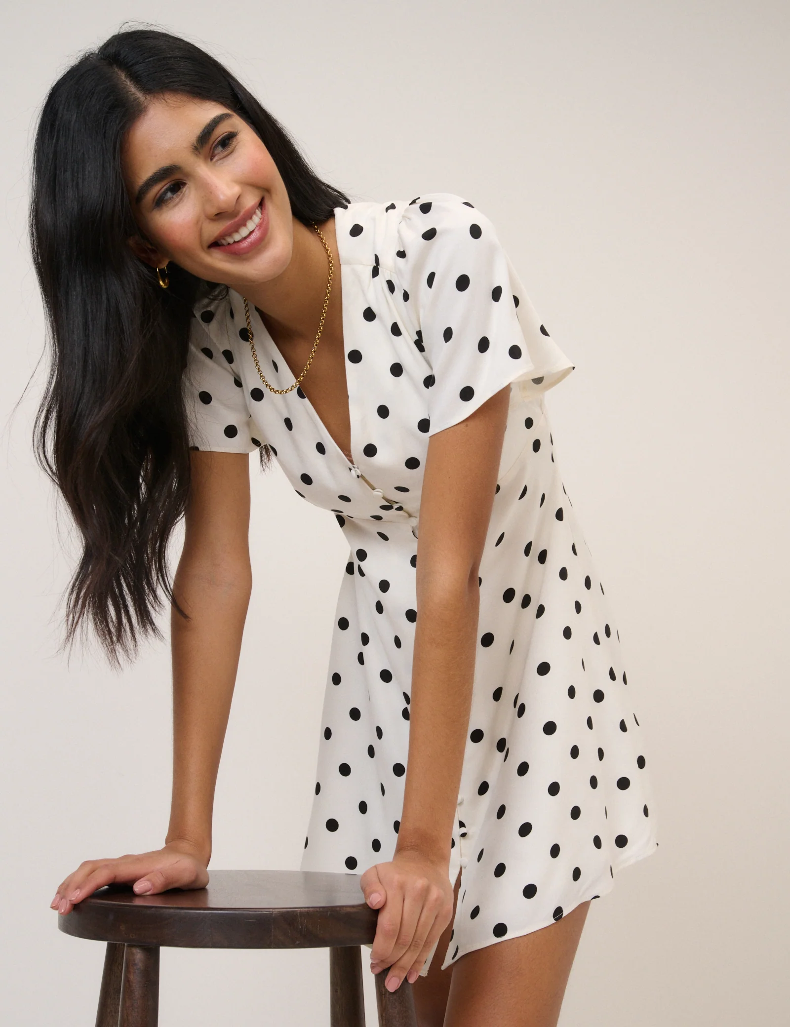White Polka Dot Andie Mini Dress - Image 2