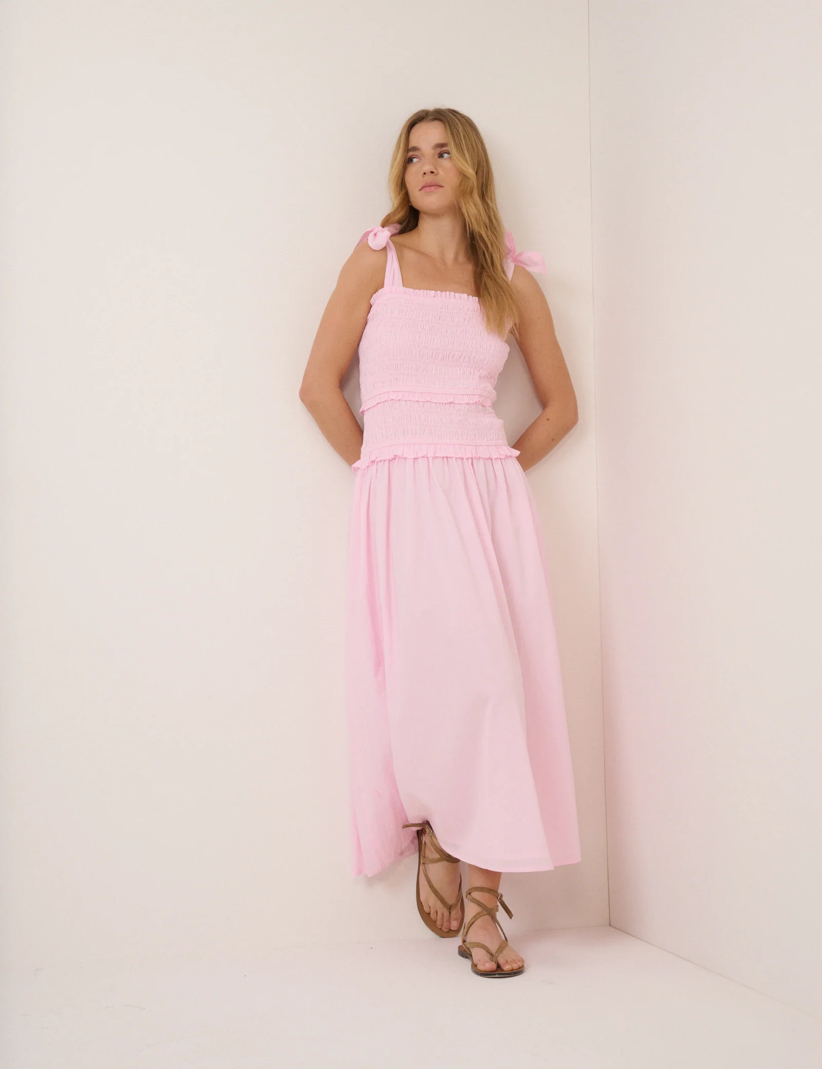 Pink Square Neck Andrea Midi Dress - Image 3