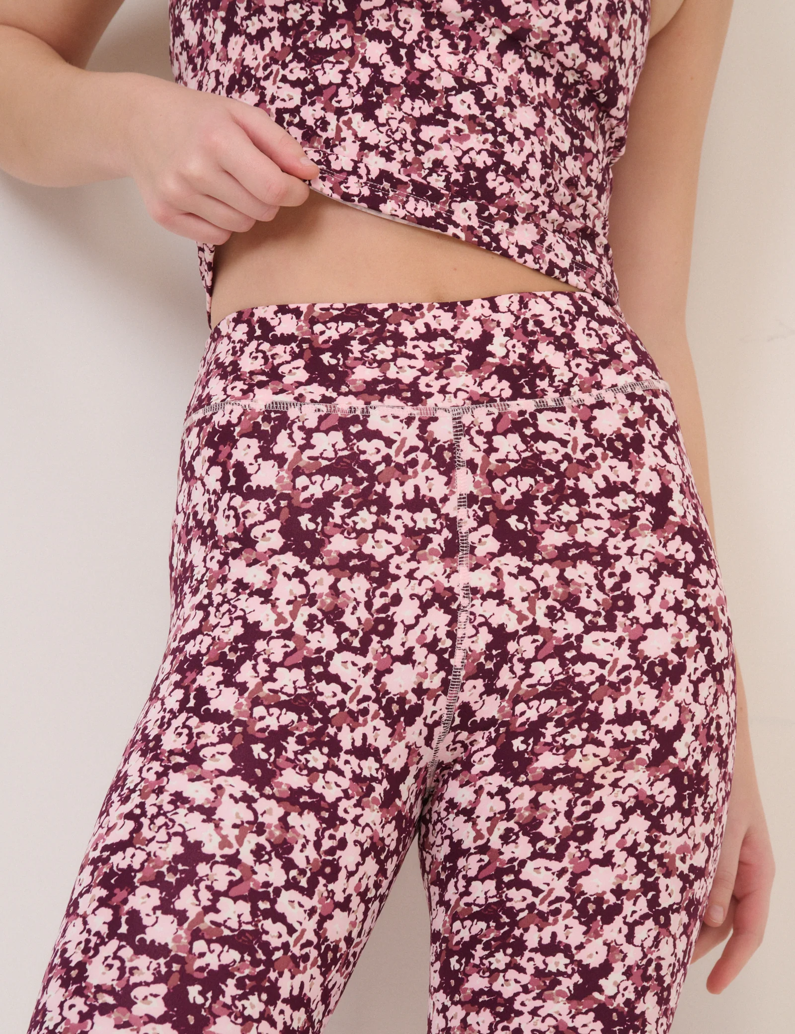 Pink Floral Athleisure Leggings - Image 2