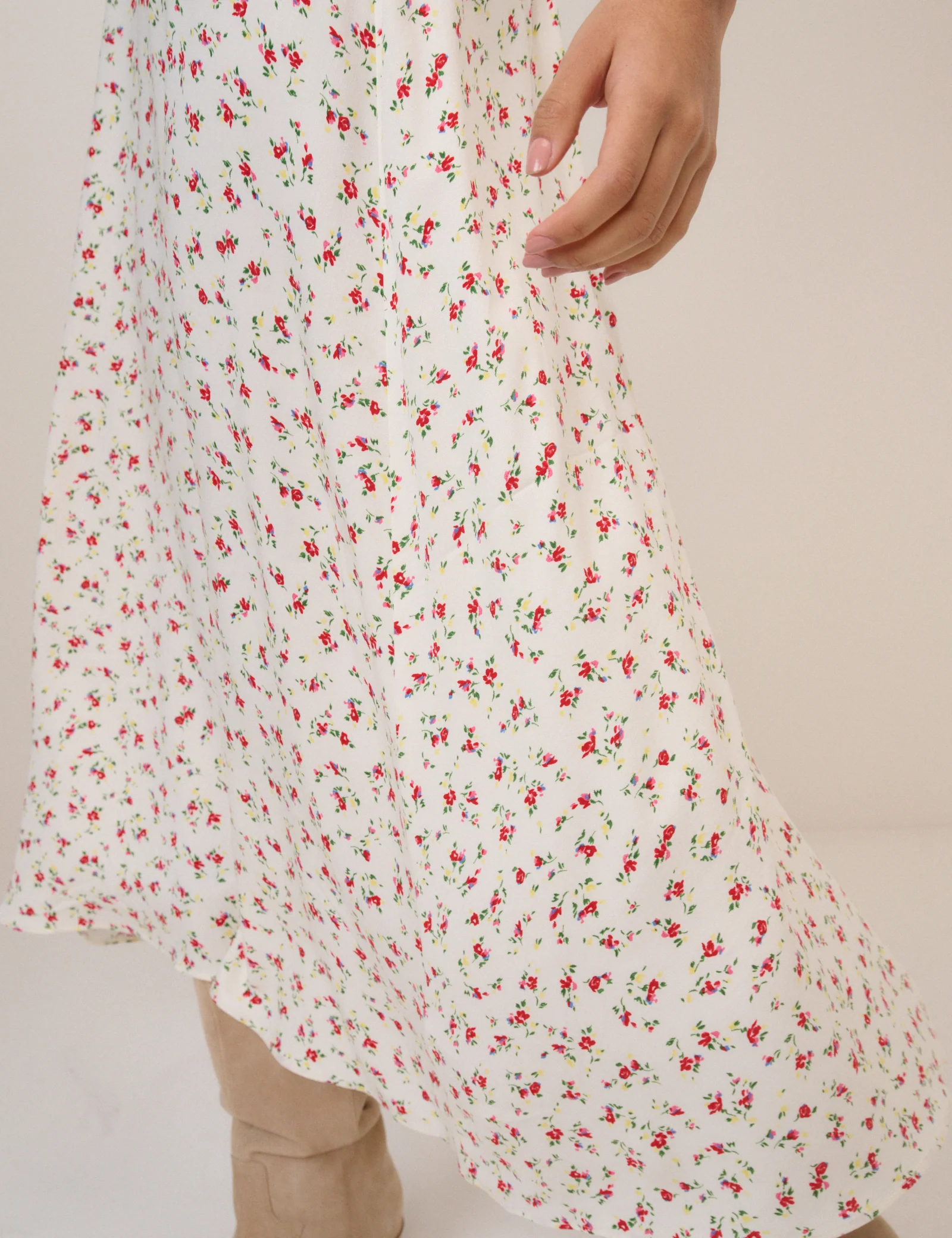 White Floral Atlas Midi Dress - Image 3