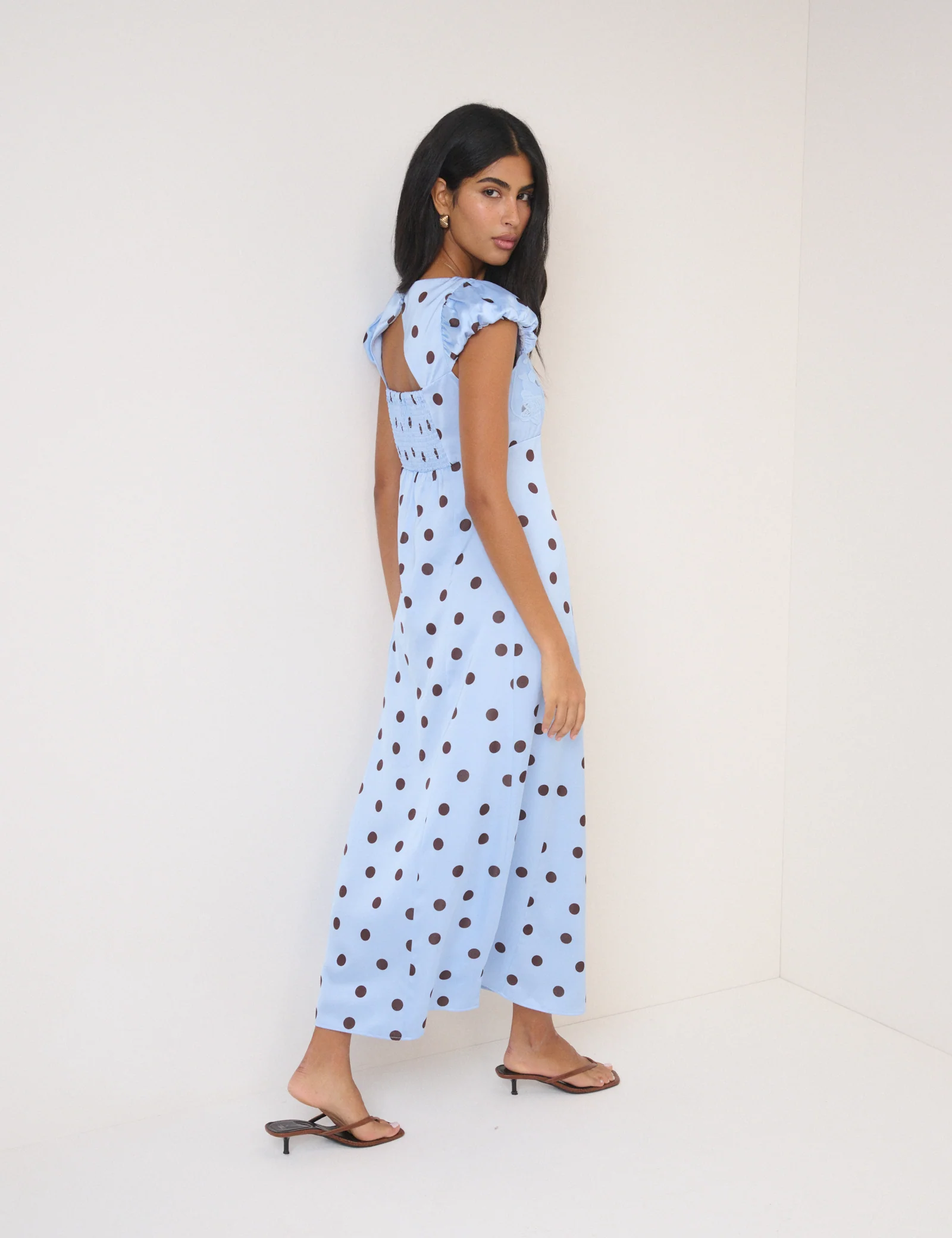 Blue Polka Dot Ava Midi Dress - Image 5
