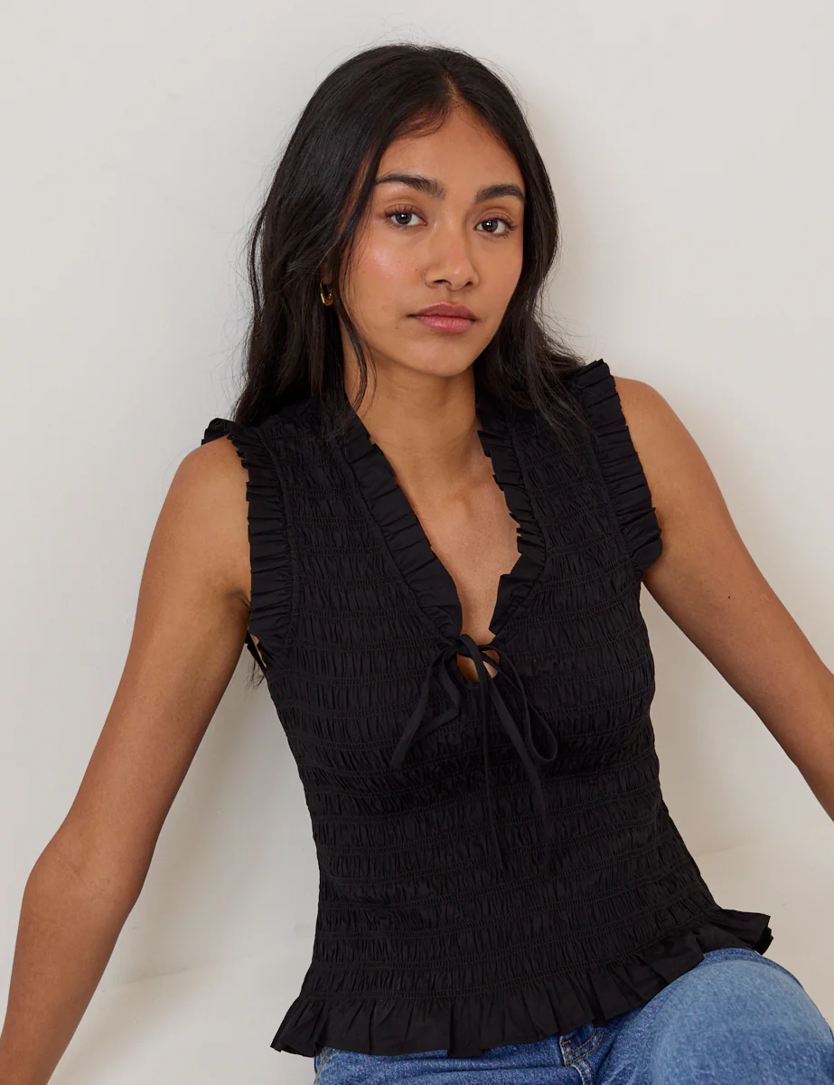 Black Shirred Top - Image 4