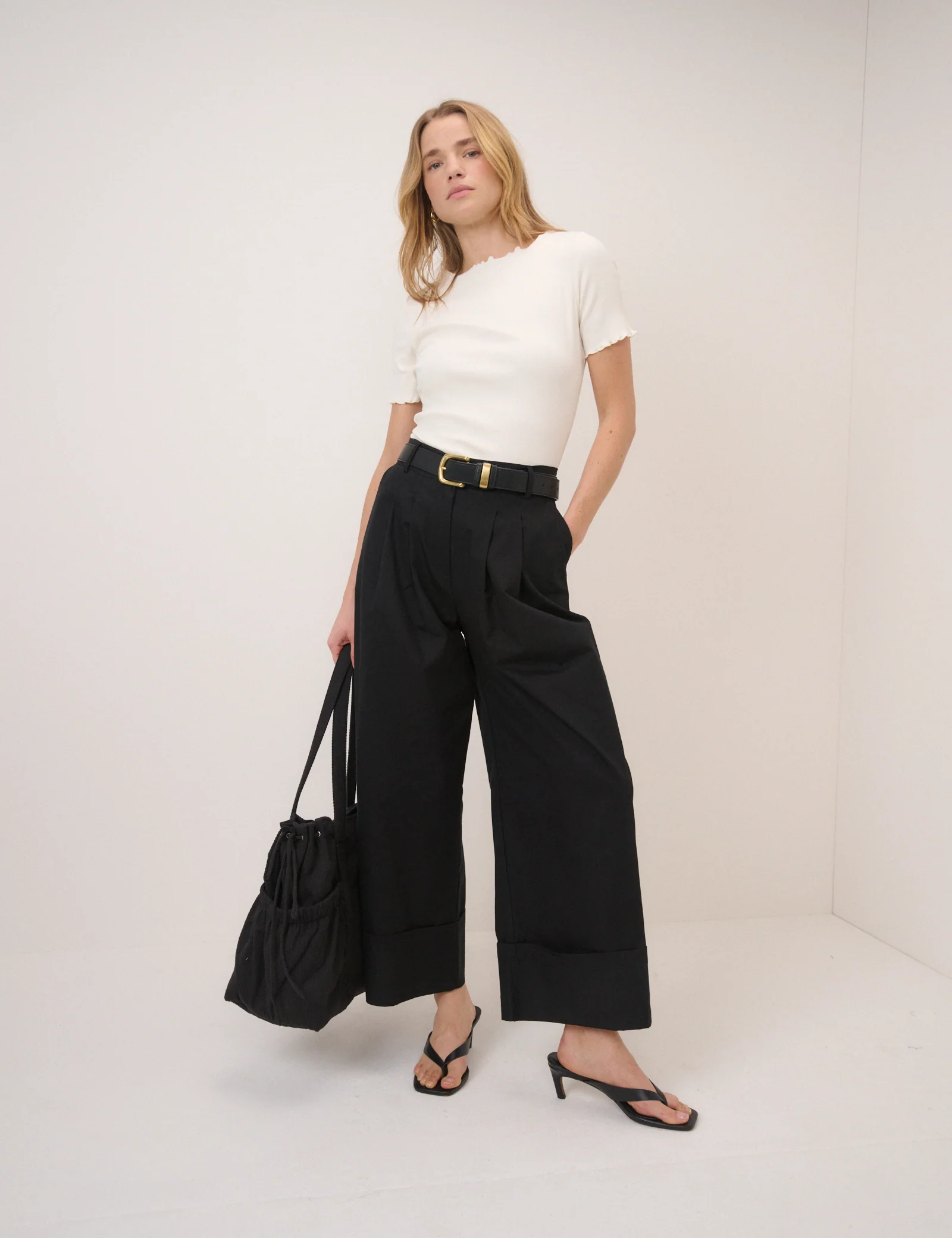 Cream Boat Neck Ribbed Top - Image 2
