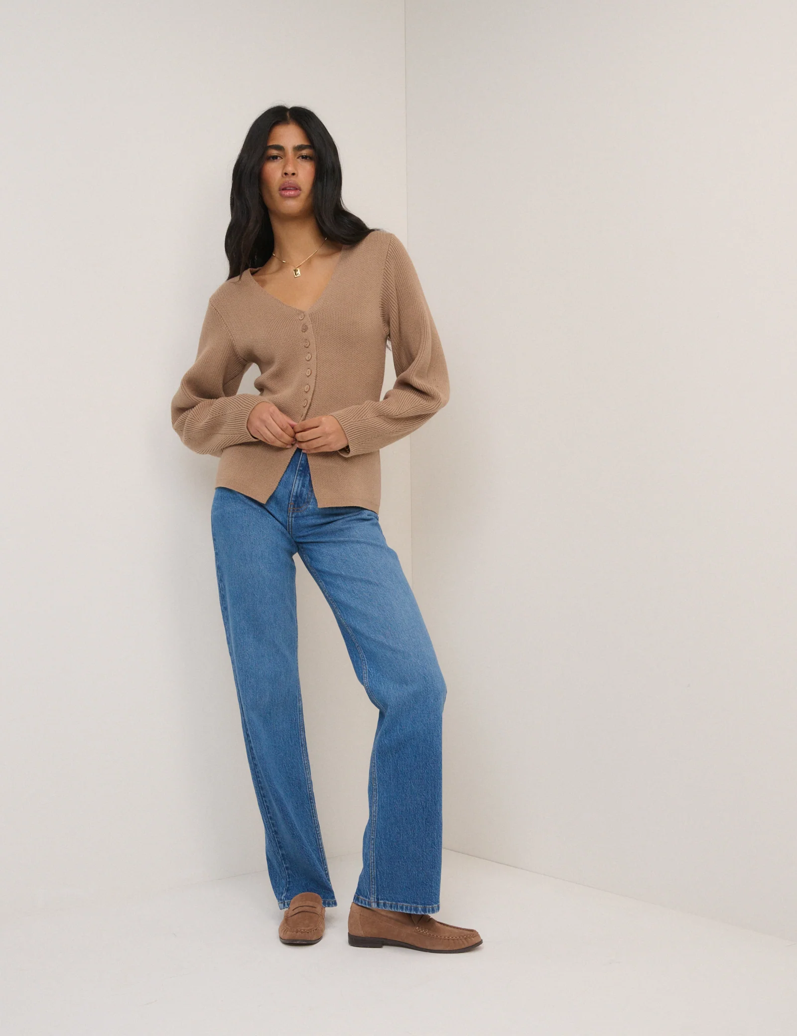 Light Brown Longline Cardigan - Image 3