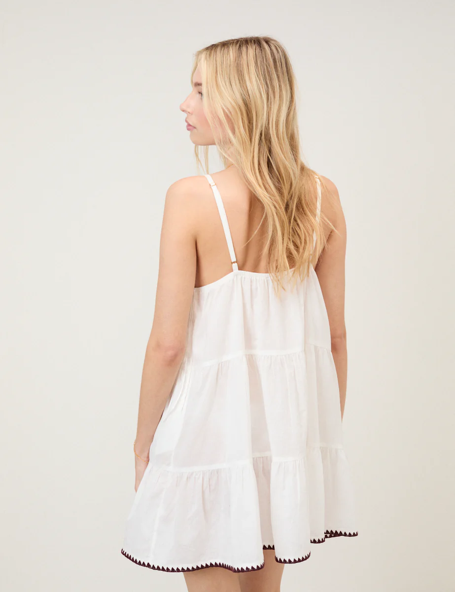 White Tiered Mini Beach Dress - Image 5