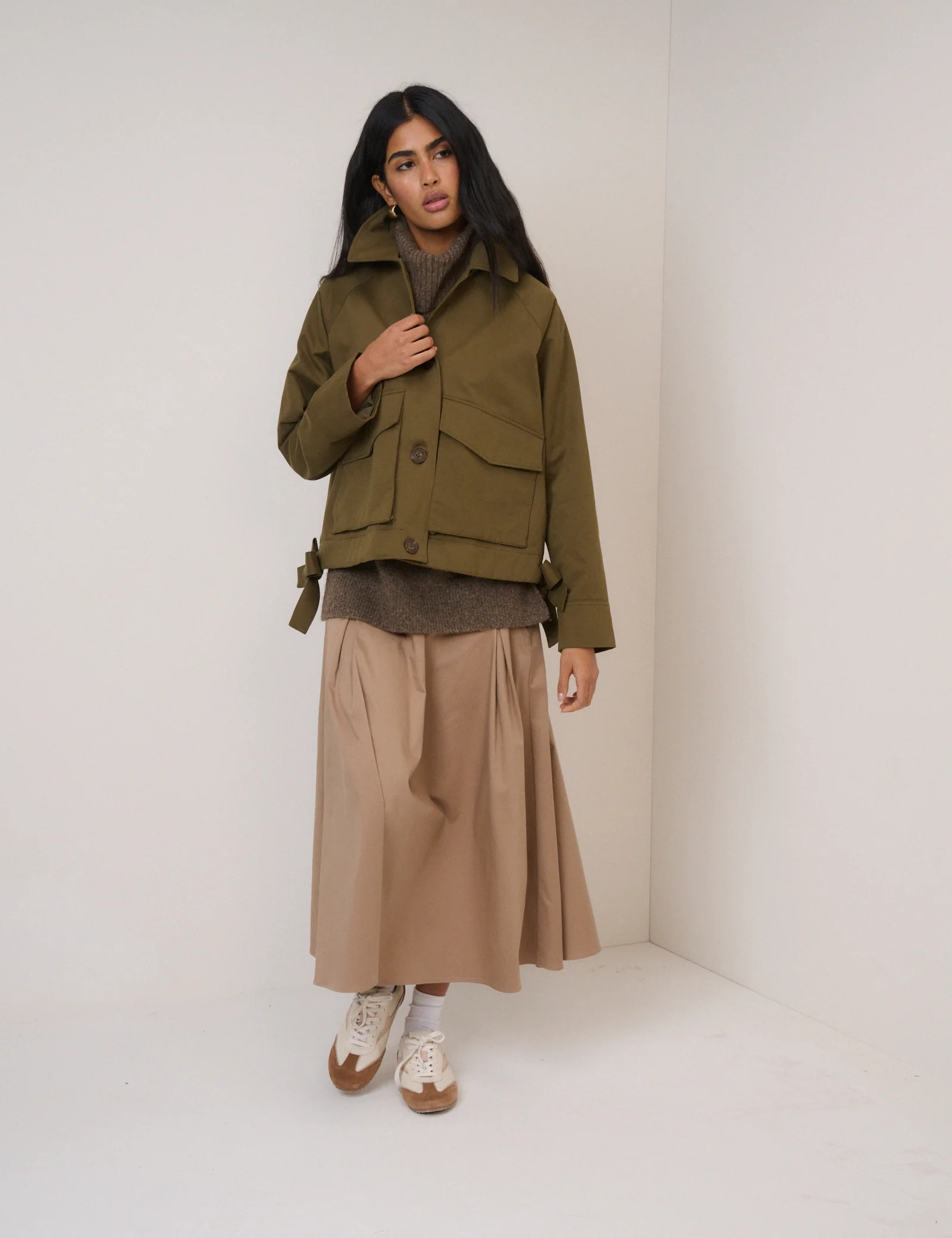 Beige Pleated Midi Skirt - Image 5