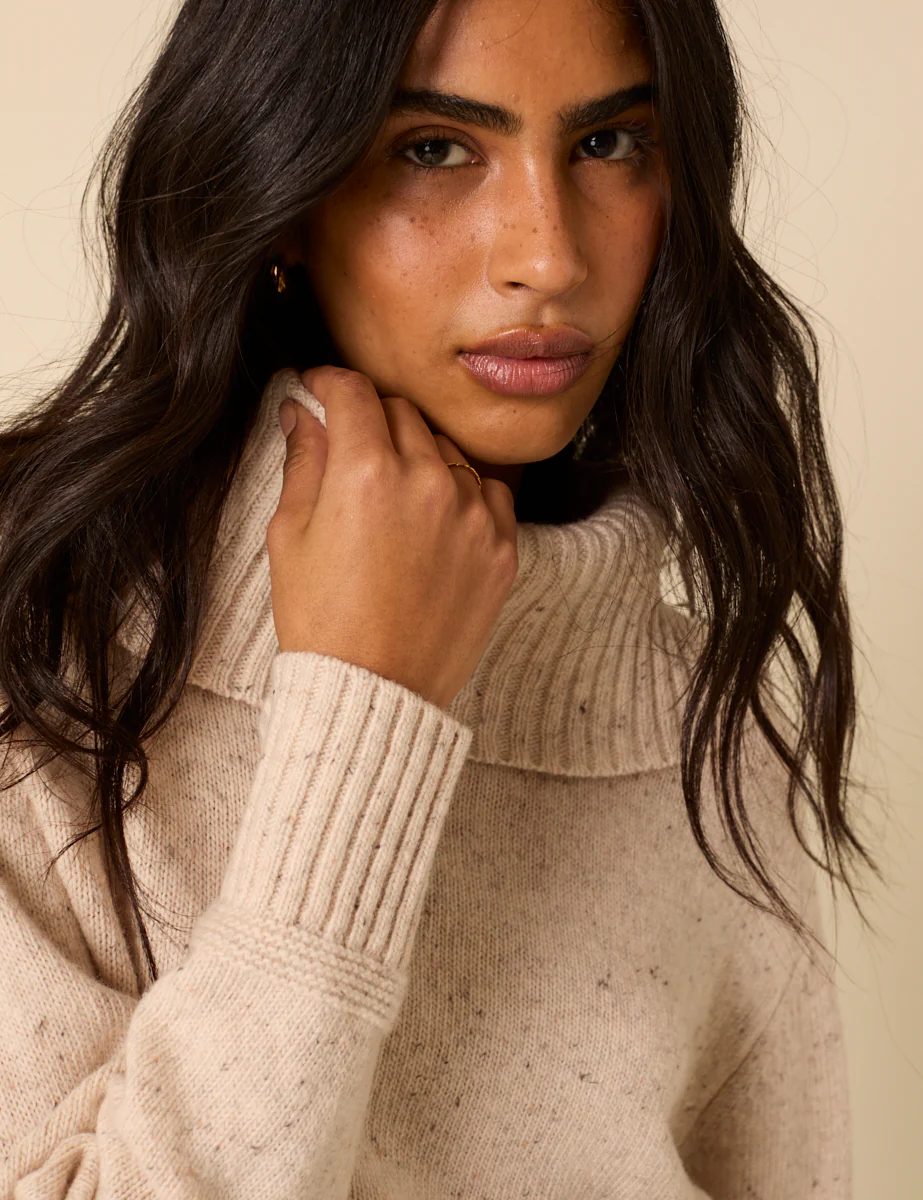 Beige Wool Blend Roll Neck Jumper - Image 4