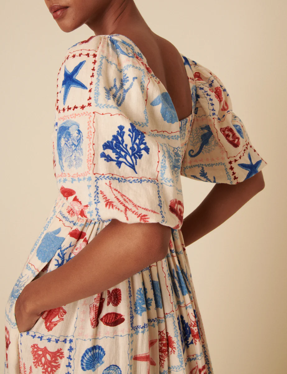 Beige Shell Print Nova Midi Dress - Image 4