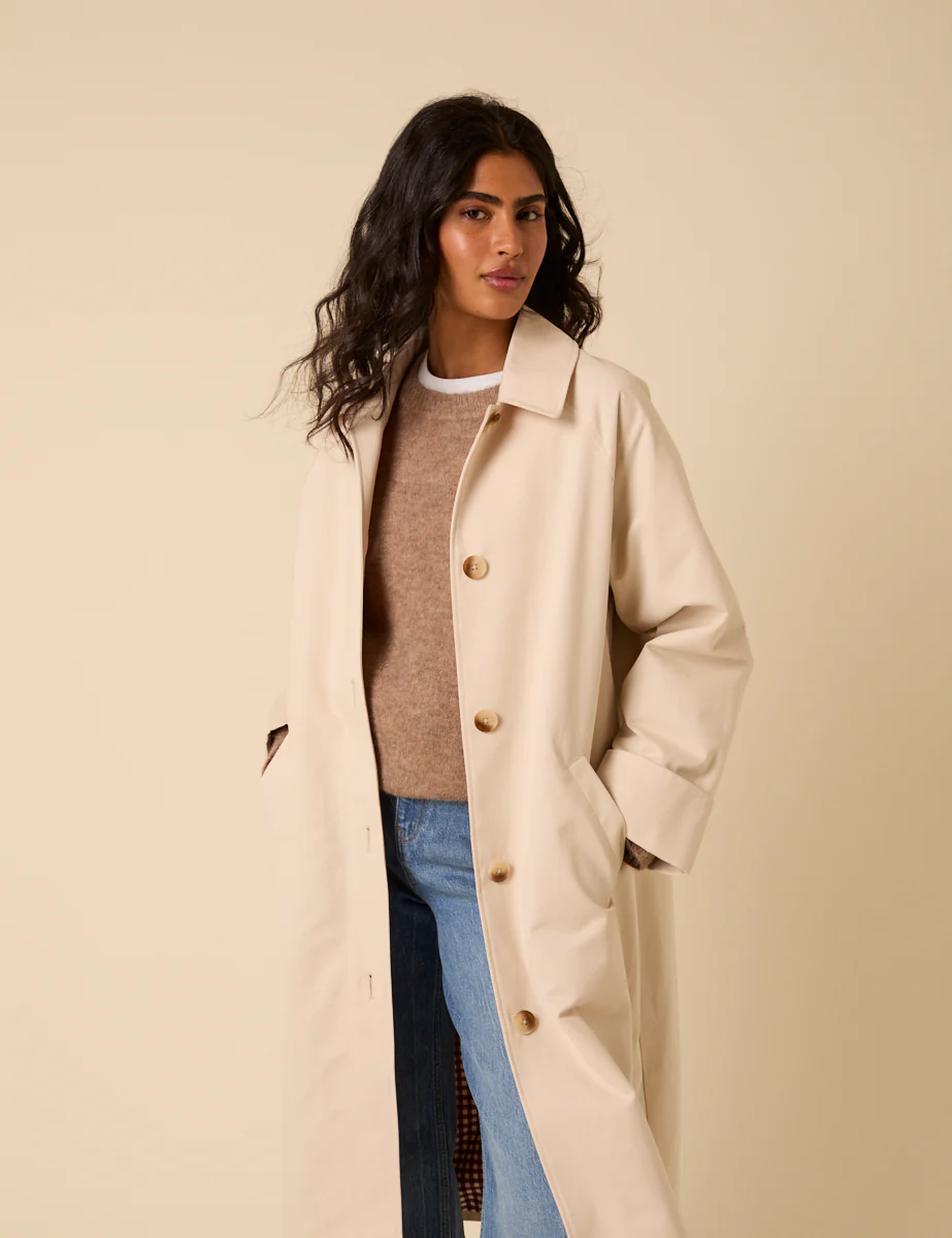 Stone Single Breasted Trench Coat - Image 4