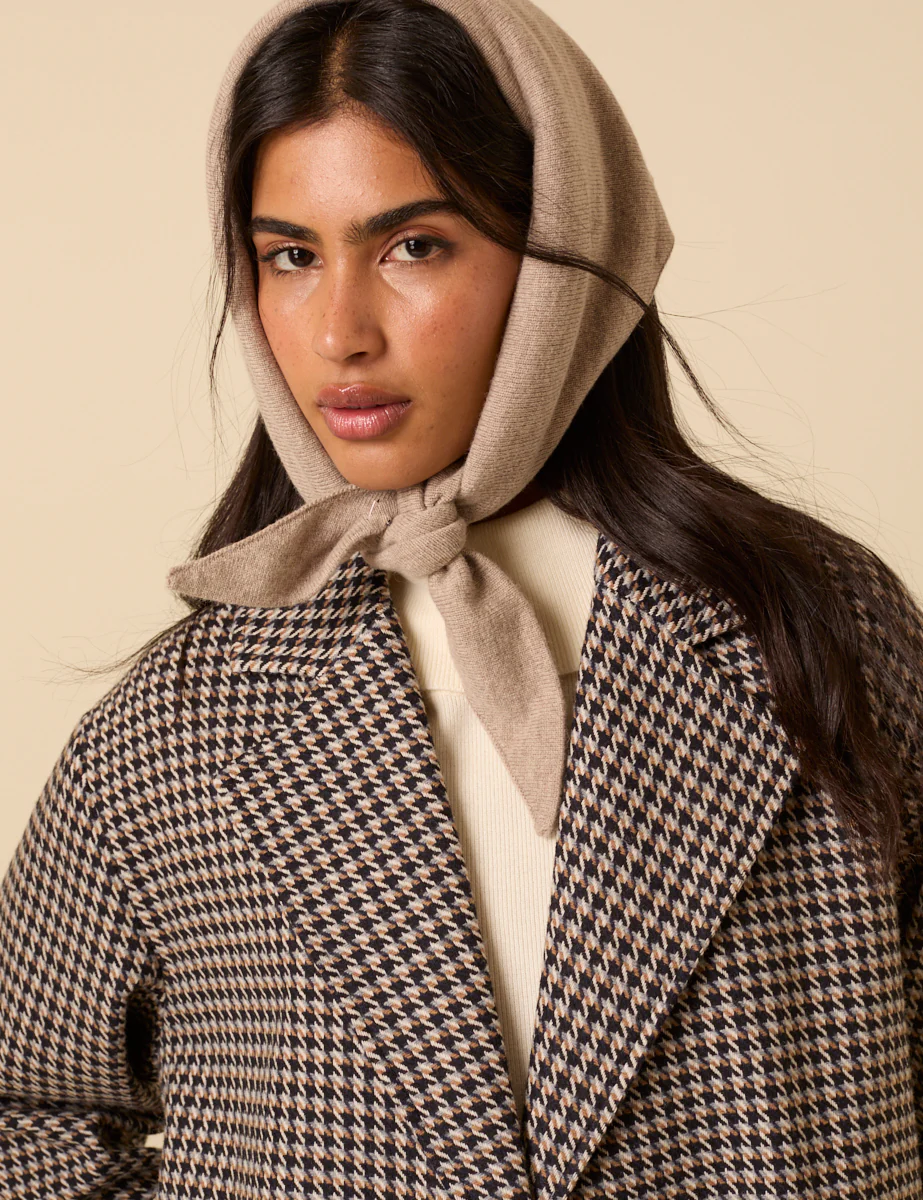 Beige Wool-blend Triangle Scarf - Image 2