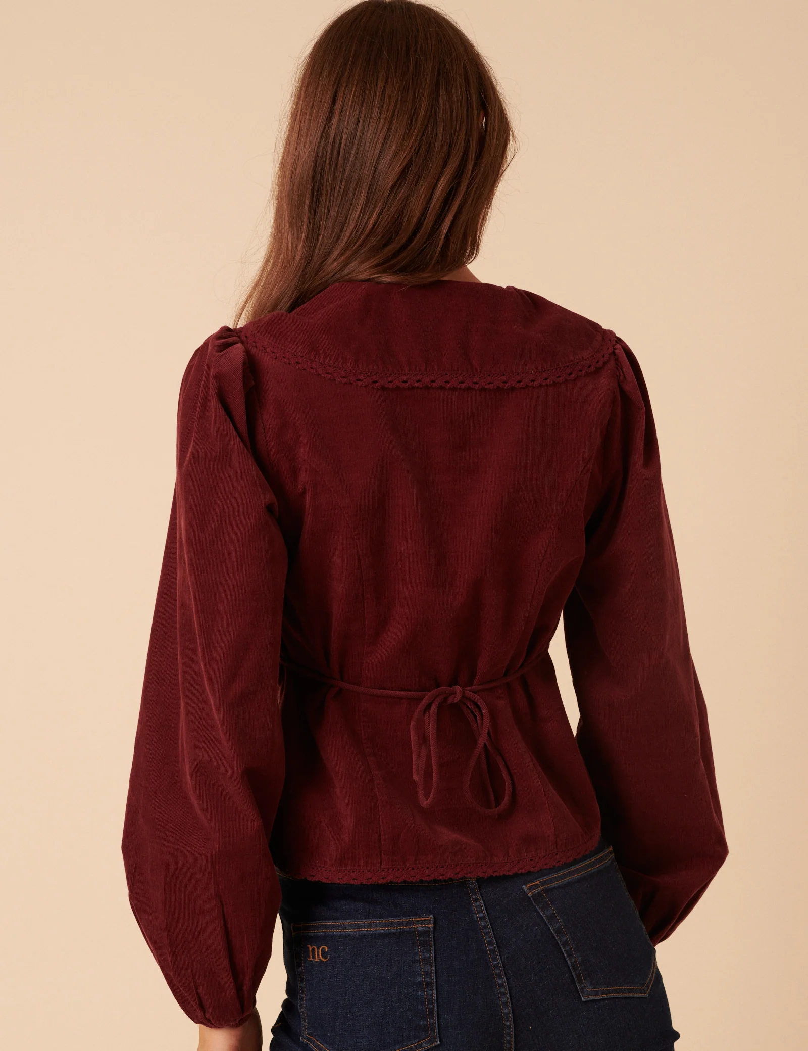 Burgundy Peter Pan Collar Blouse - Image 5
