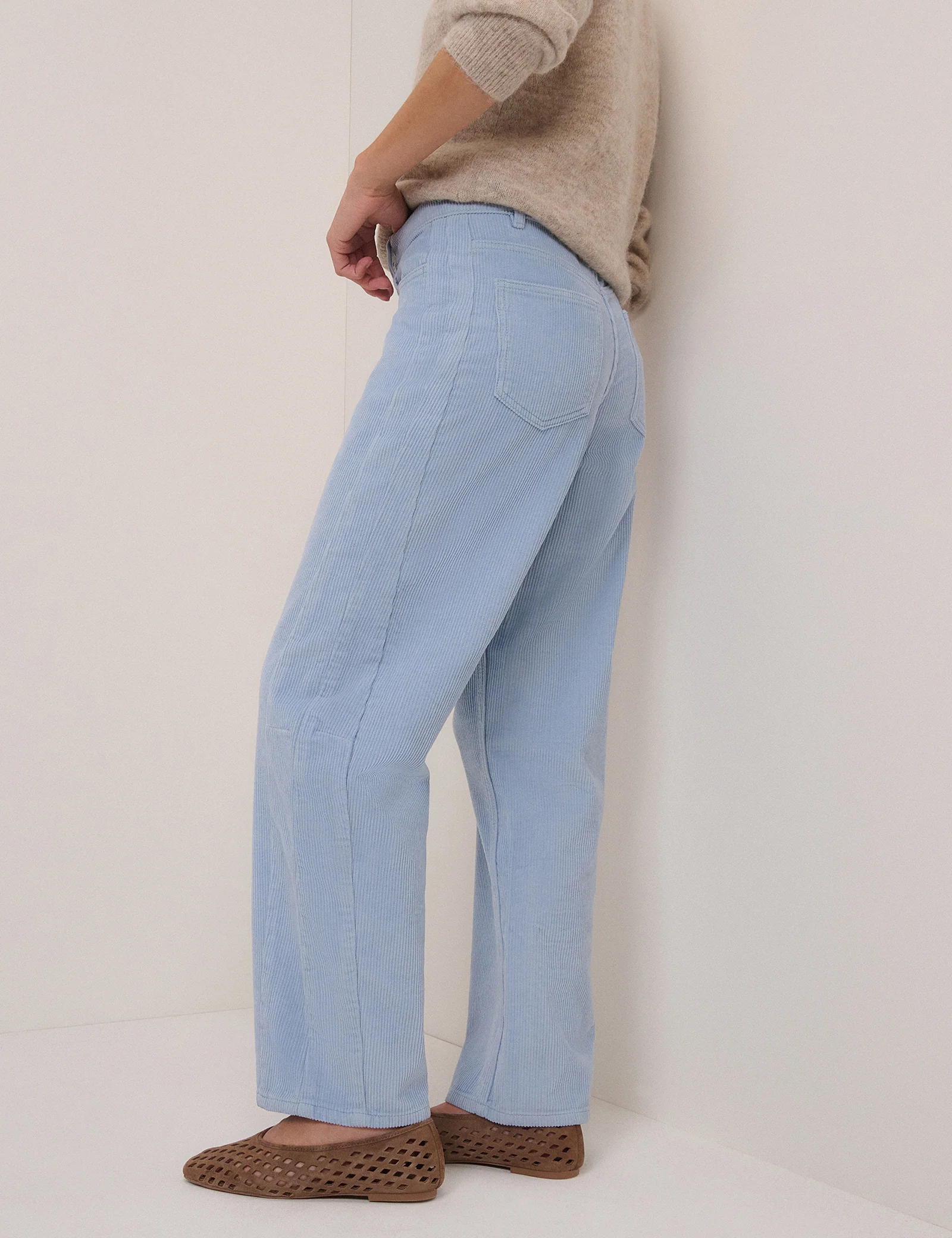 Light Blue Cord Bethnal Barrel Leg Jeans - Image 4