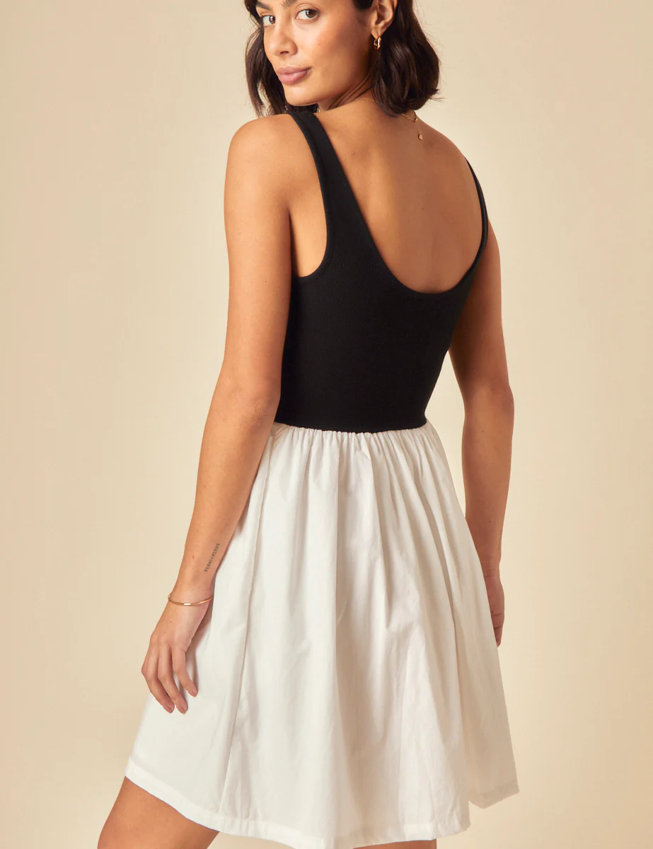 Black And White Contrast Mini Dress - Image 5