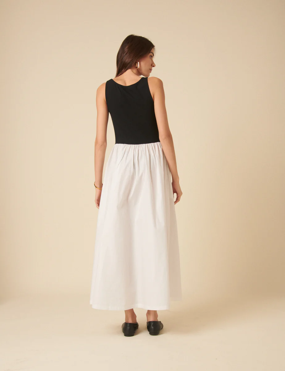 Black And White Drop Waist Verity Midi Dress - Image 4