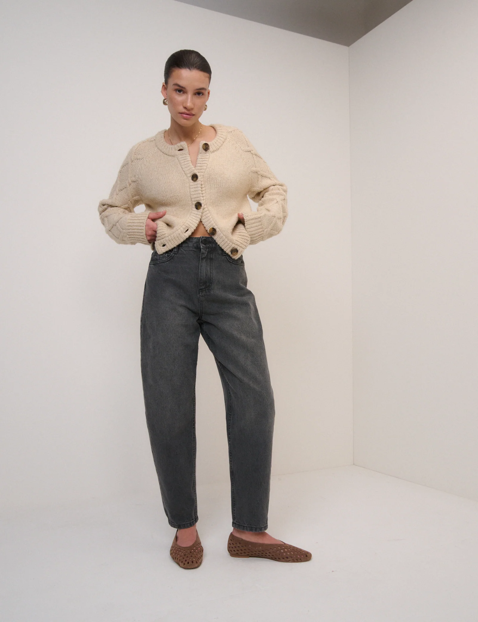 Washed Black High Rise Putney Barrel Leg Jeans - Image 4