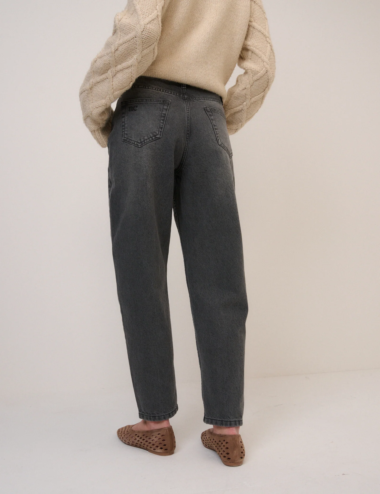 Washed Black High Rise Putney Barrel Leg Jeans - Image 5