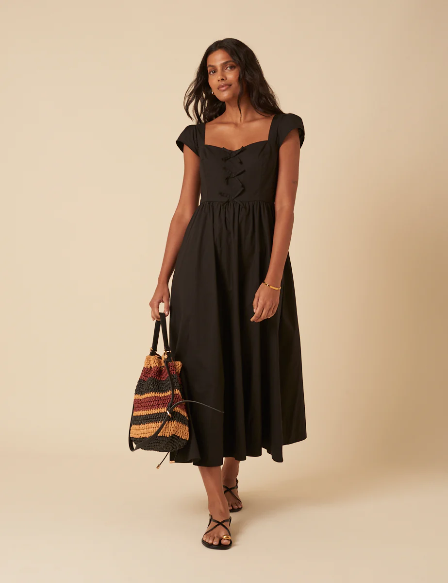 Black Bow Detail Heidi Midi Dress - Image 3