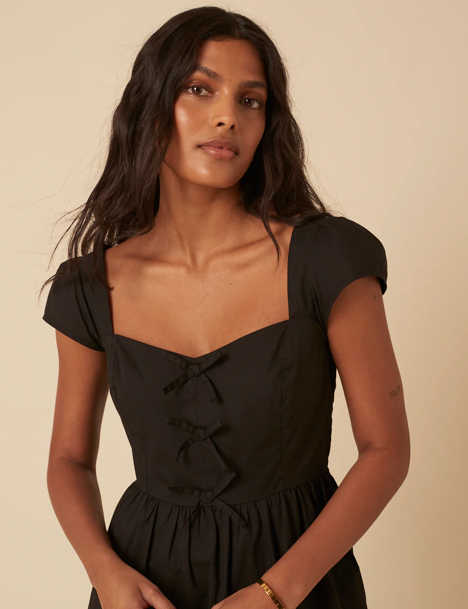 Black Bow Detail Heidi Midi Dress - Image 4