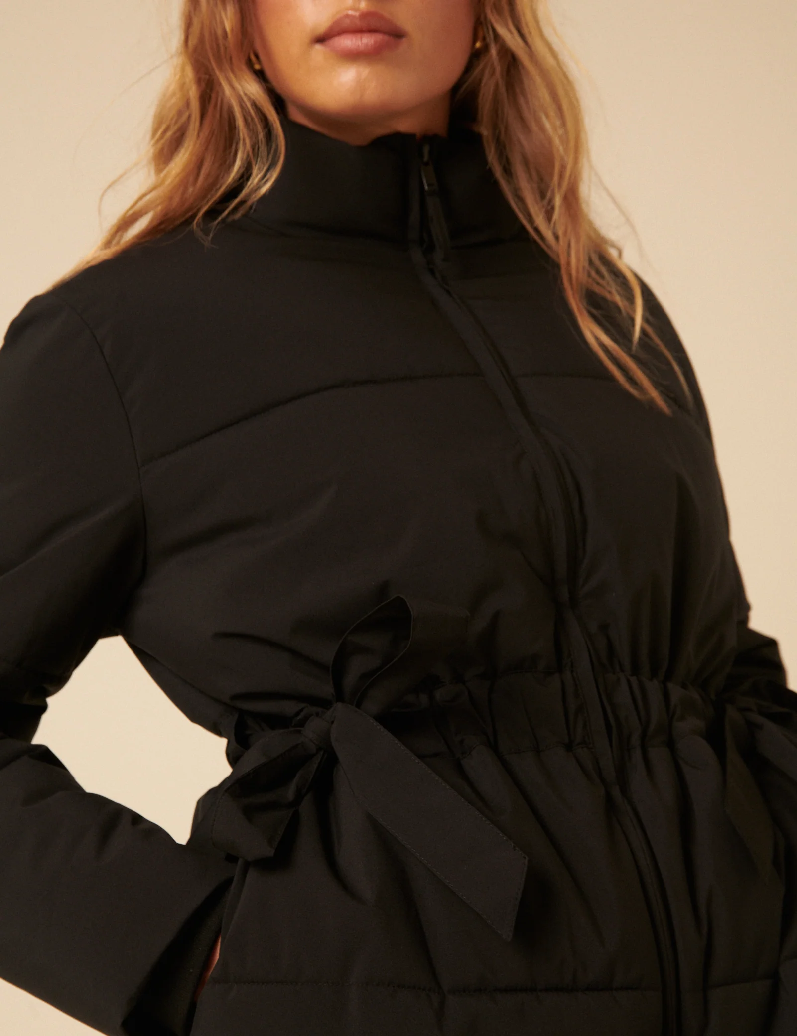 Black Bow Puffer Jacket - Image 3
