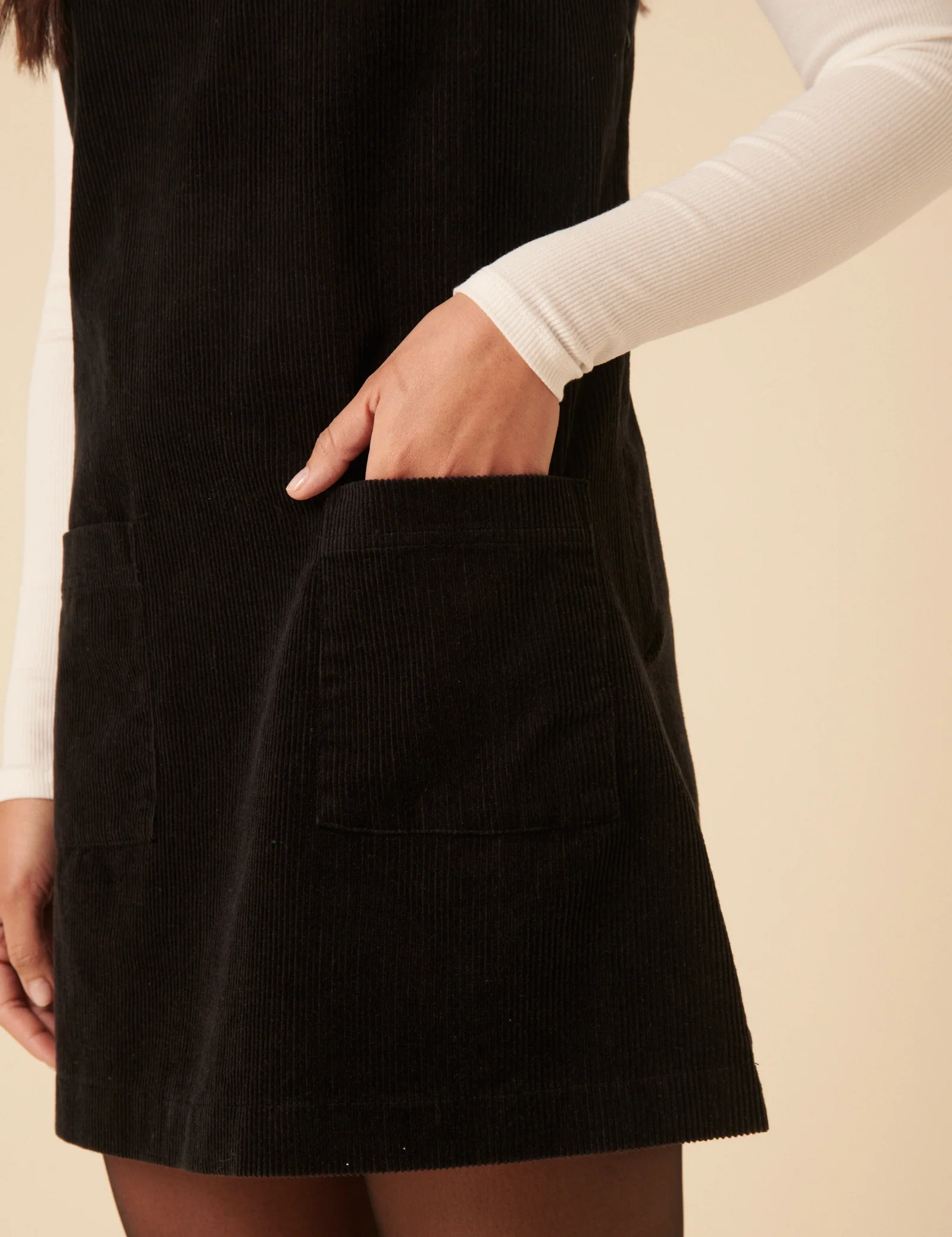 Black Cord Chiara Pinafore Mini Dress - Image 4