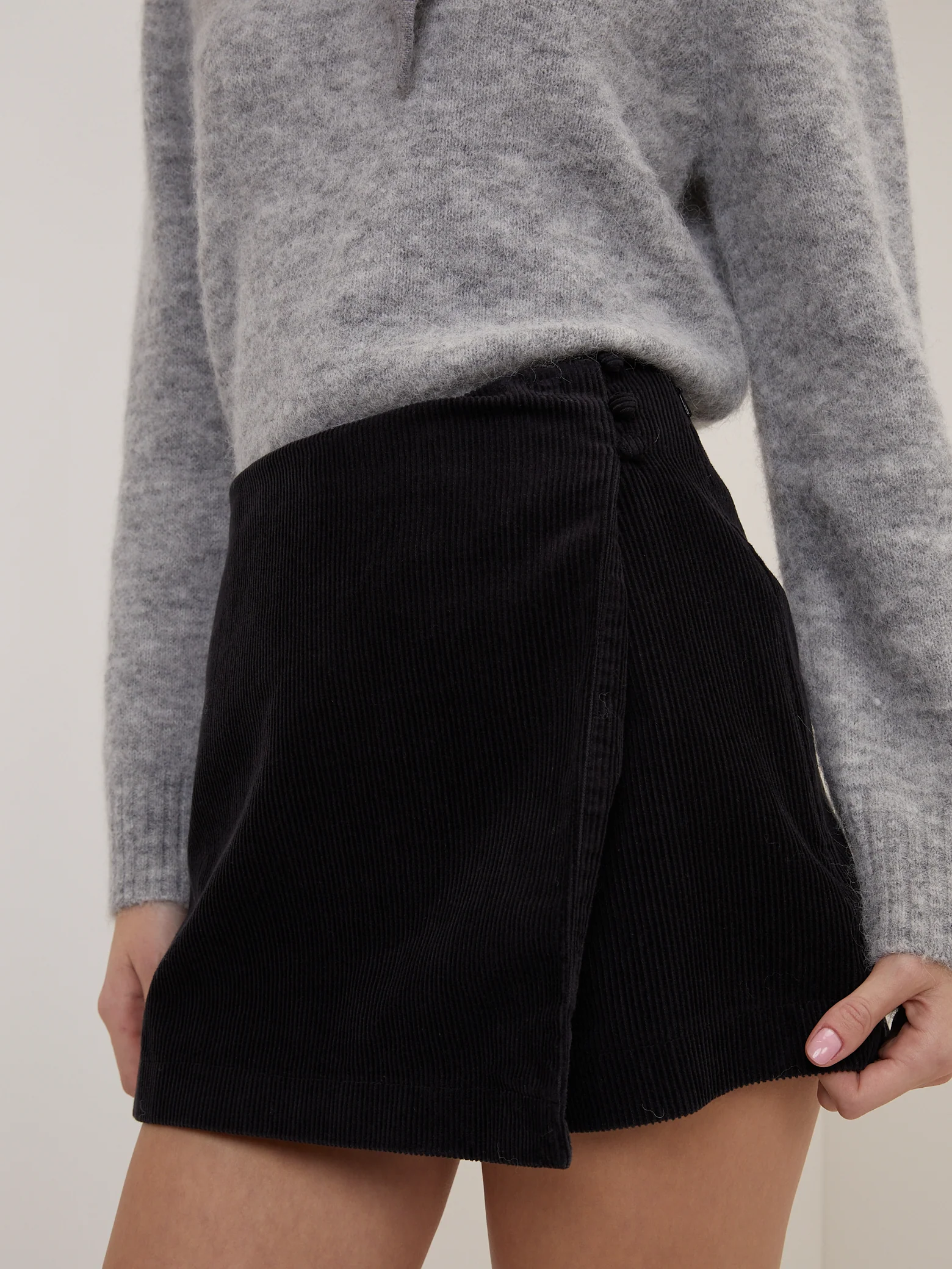 Black Cord Mini Skort