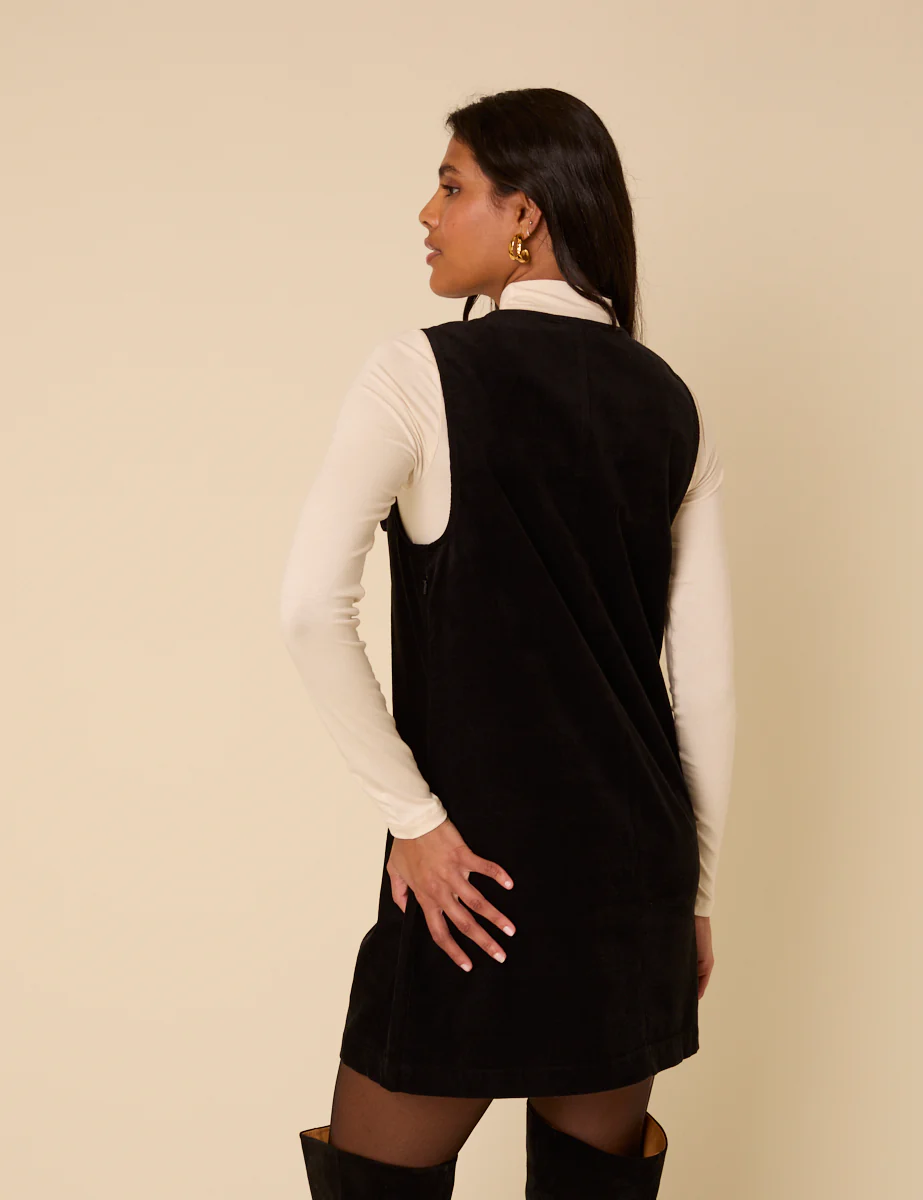 Black Cord Nila Pinafore Mini Dress - Image 5
