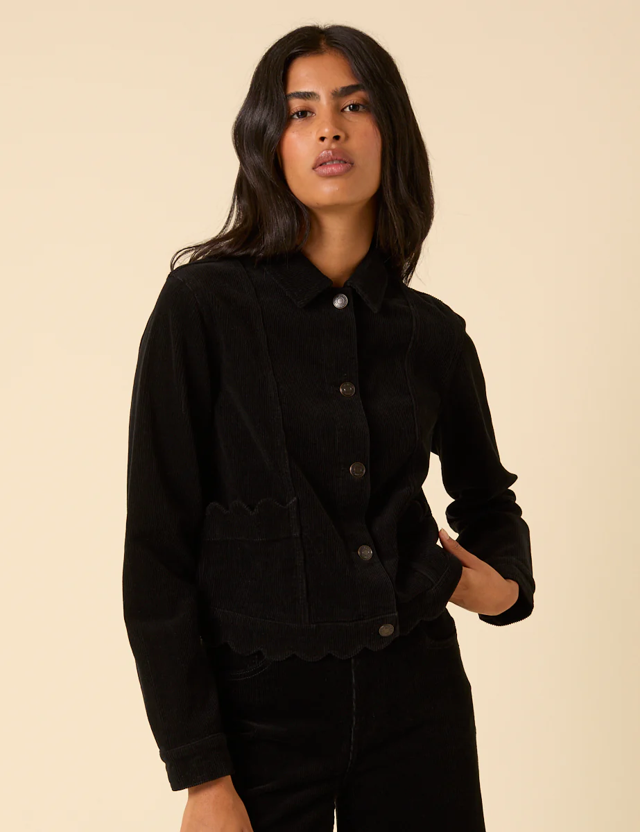 Black Cord Scallop Trim Jacket - Image 2