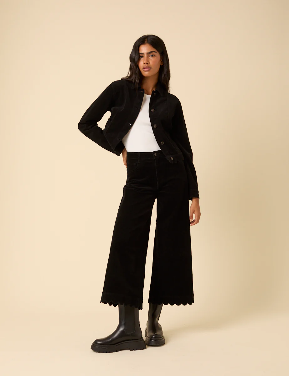 Black Cord Scallop Trim Jacket - Image 4