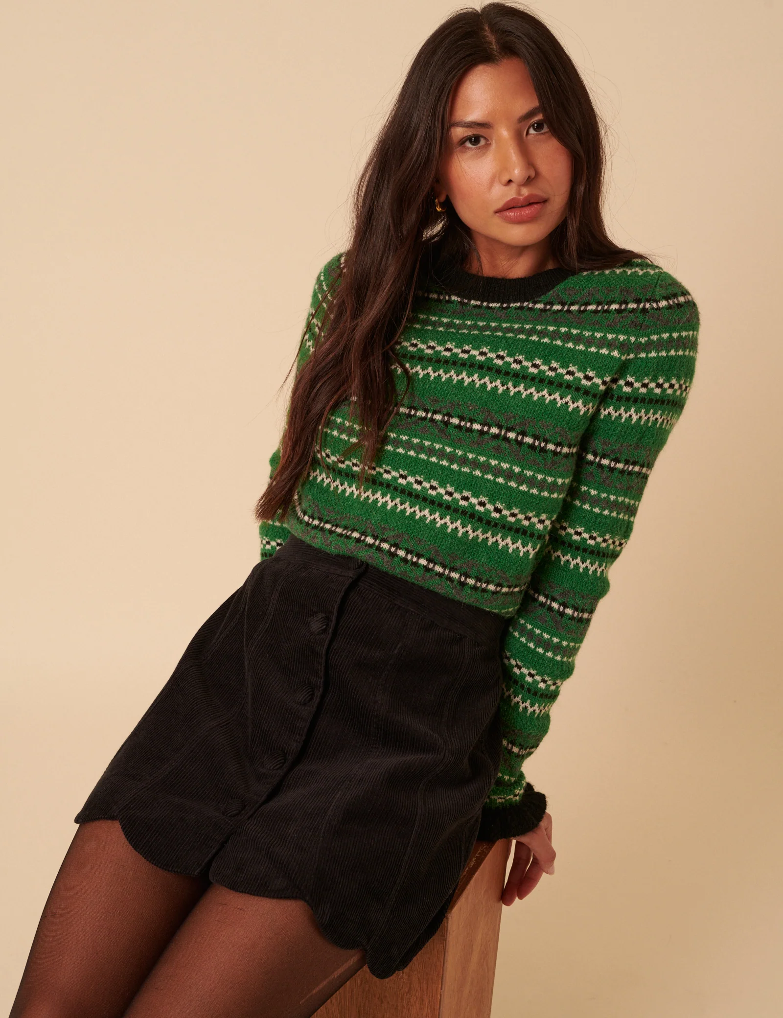 Black Cord Scallop Trim Mini Skirt - Image 2