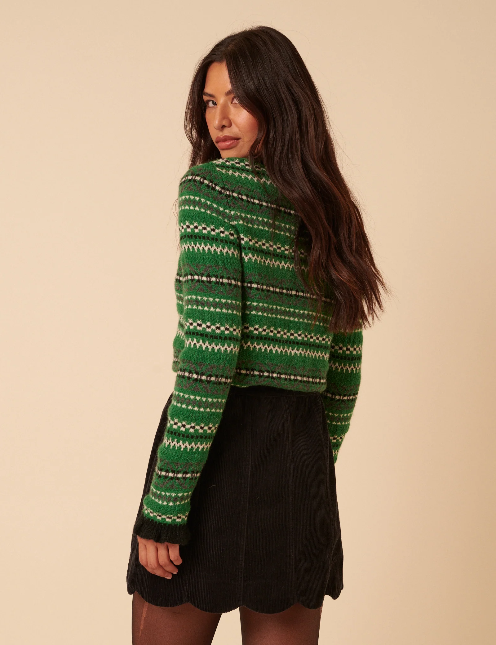 Black Cord Scallop Trim Mini Skirt - Image 5