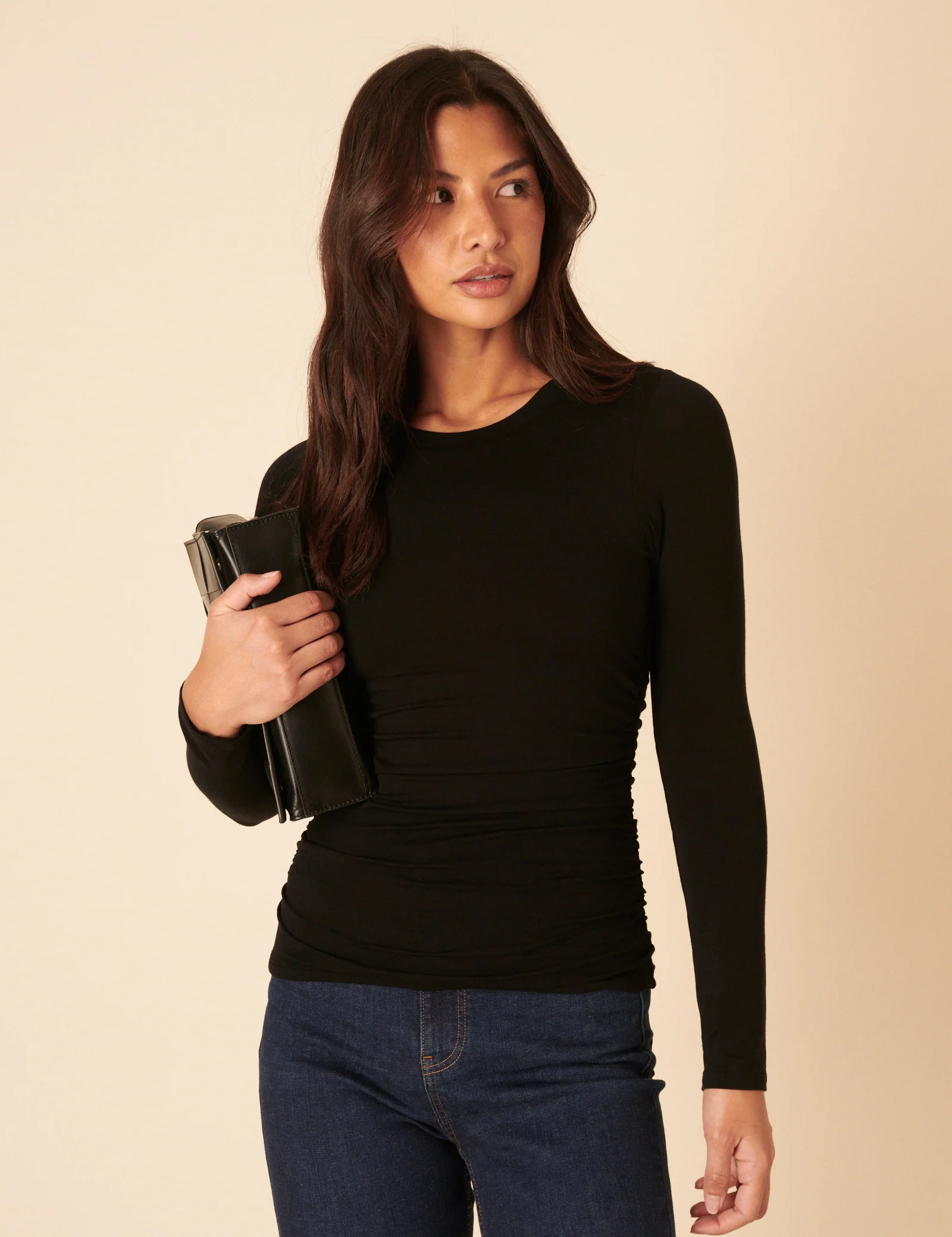 Black Crew Neck Long Sleeve Top - Image 4