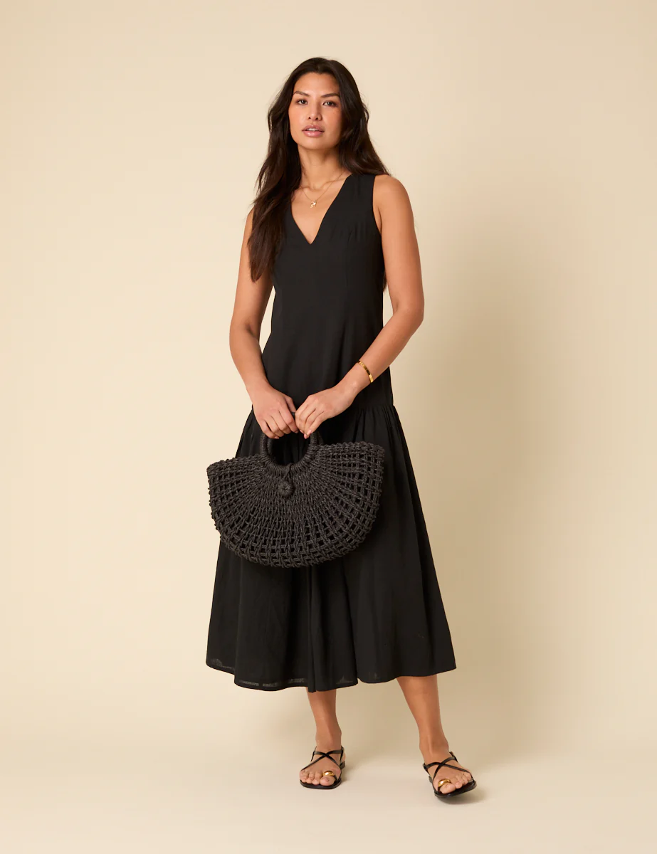Black Drop Waist Calla Midi Dress - Image 3