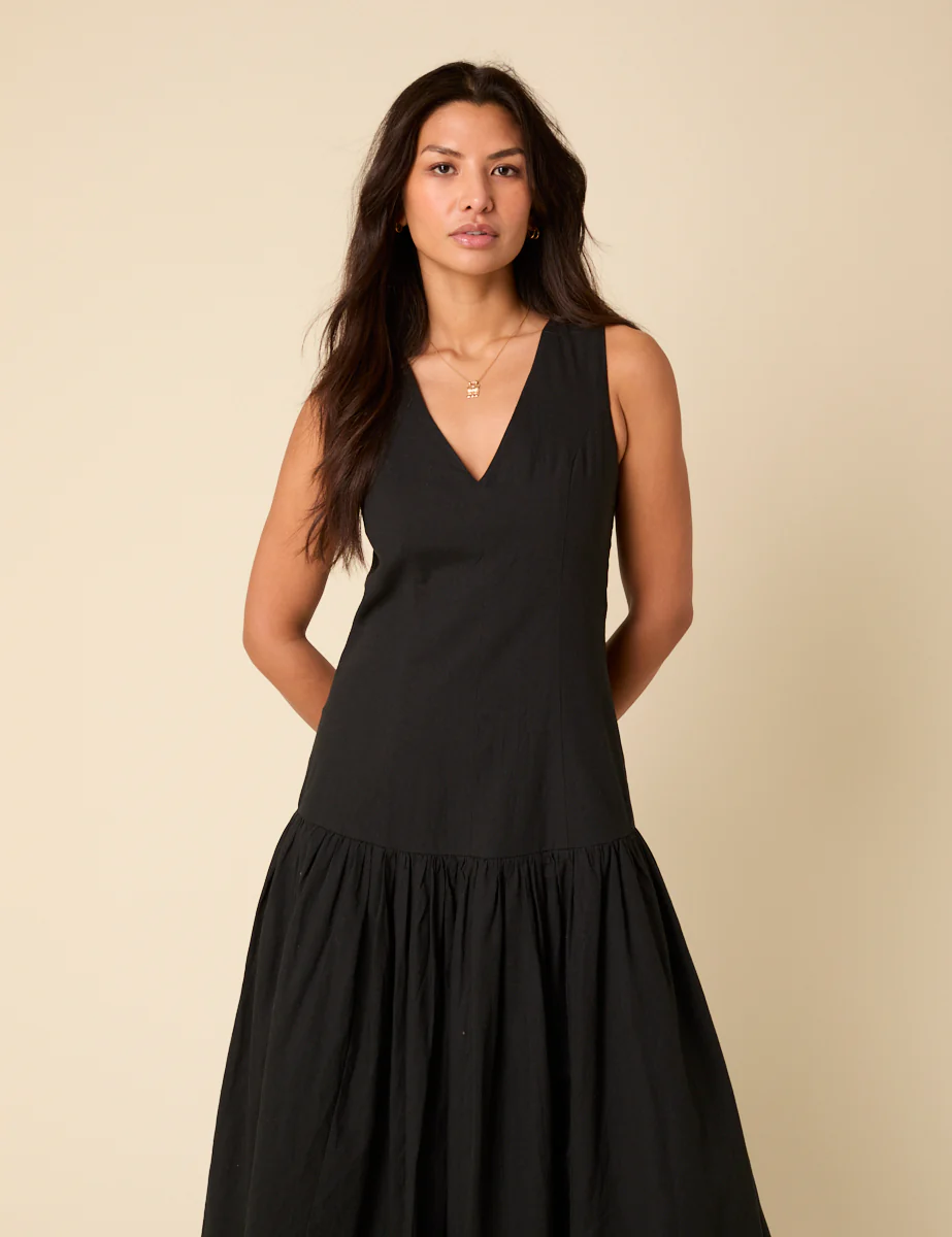 Black Drop Waist Calla Midi Dress - Image 4