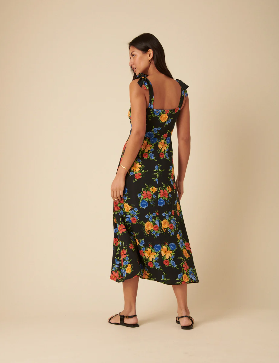 Black Floral Adrian Midi Dress - Image 5