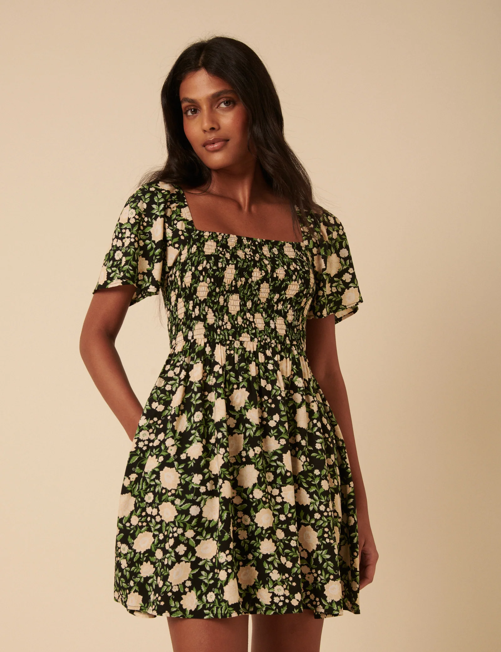 Black Floral Bella Mini Dress - Image 4