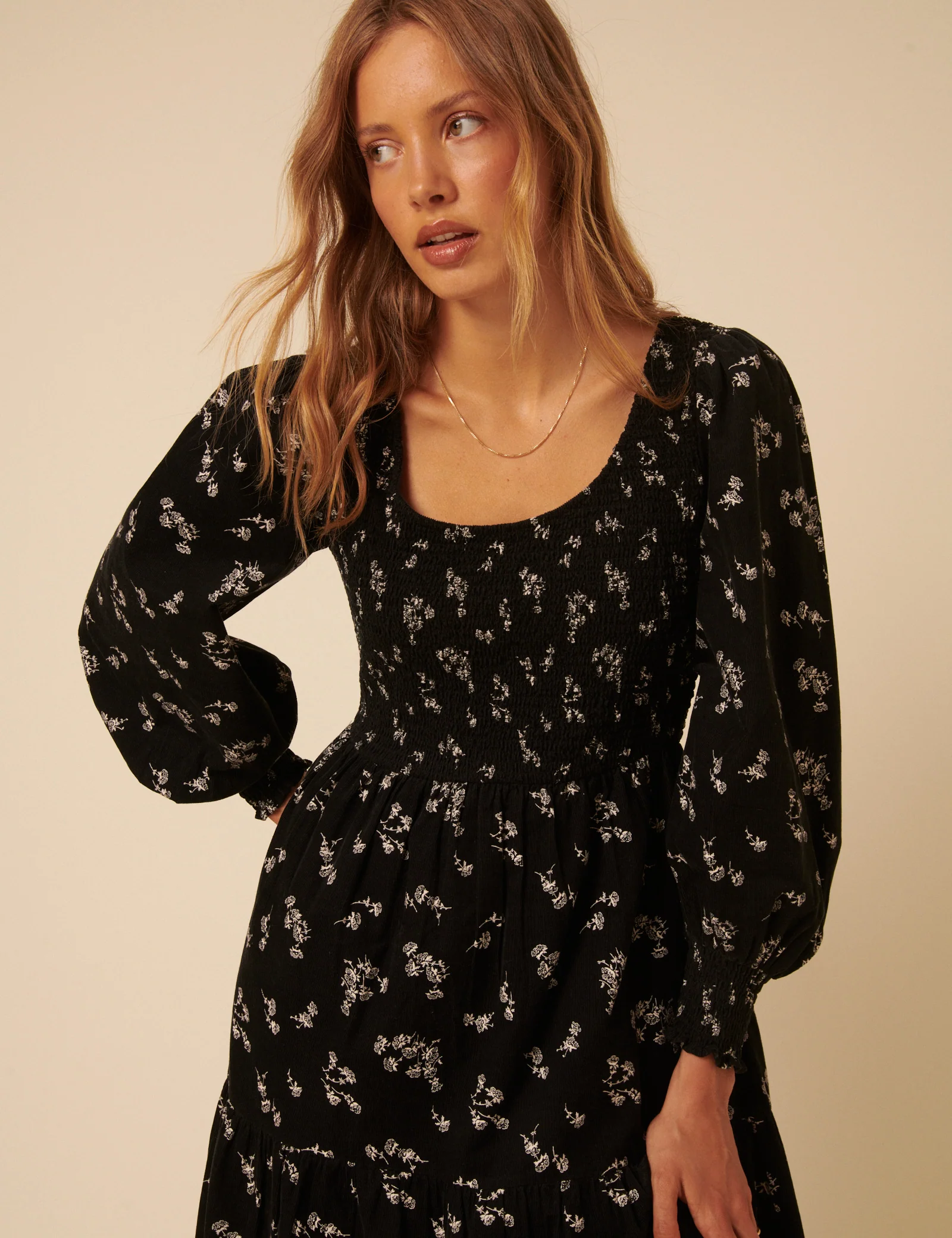 Black Floral Embroidered Cord Ruby Midi Dress - Image 2