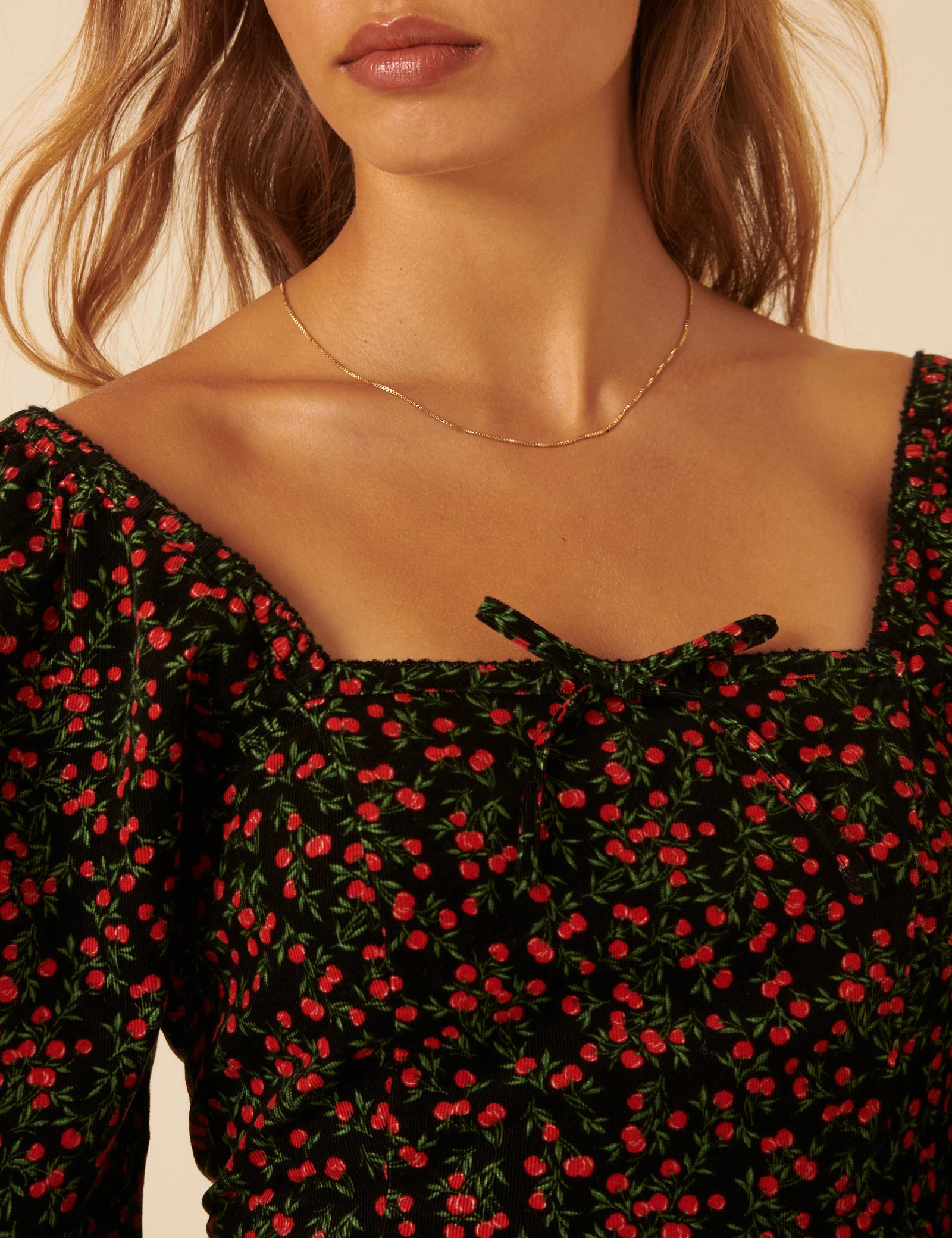 Black Cherry Print Raya Mini Dress - Image 2