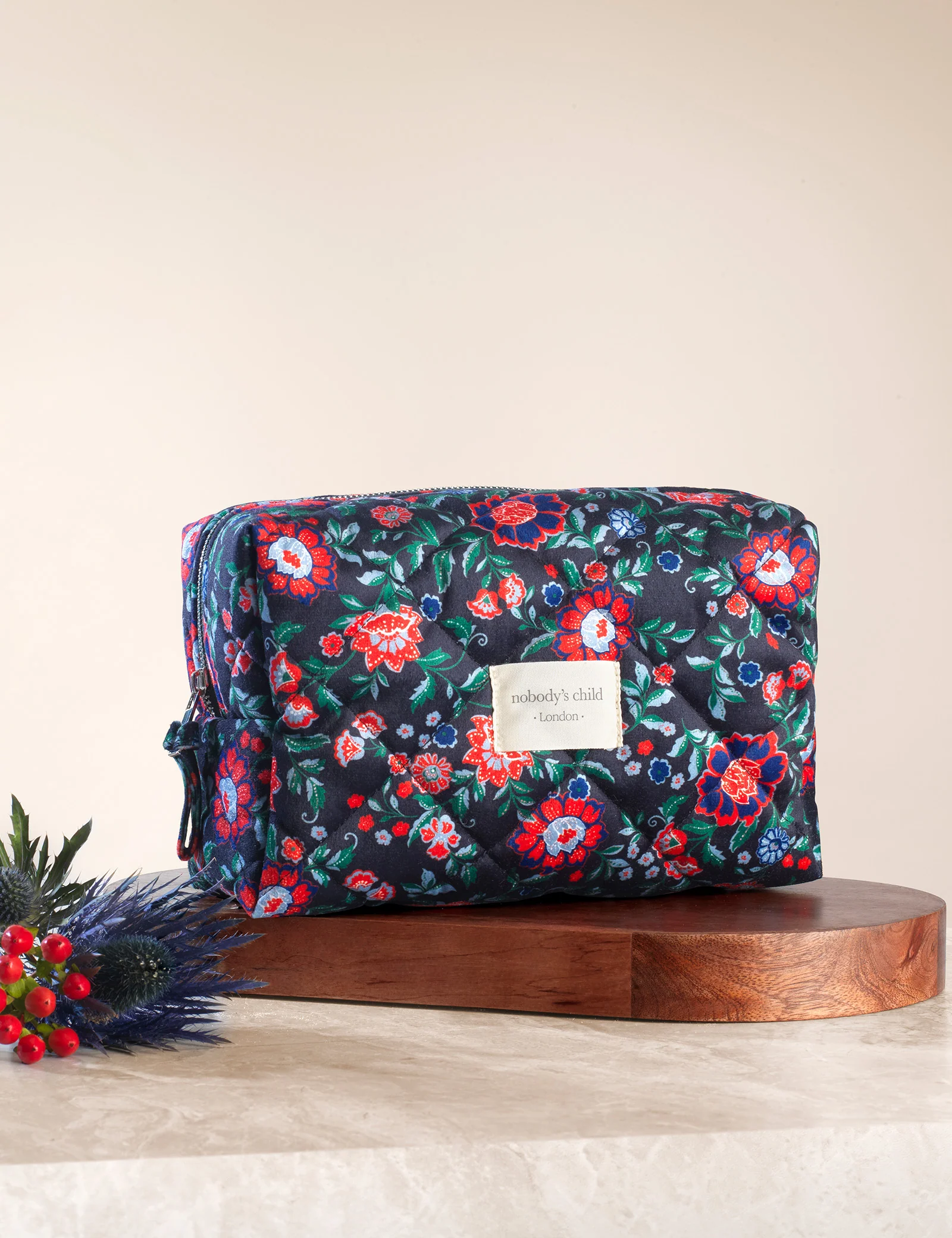 Black Floral Washbag - Image 4