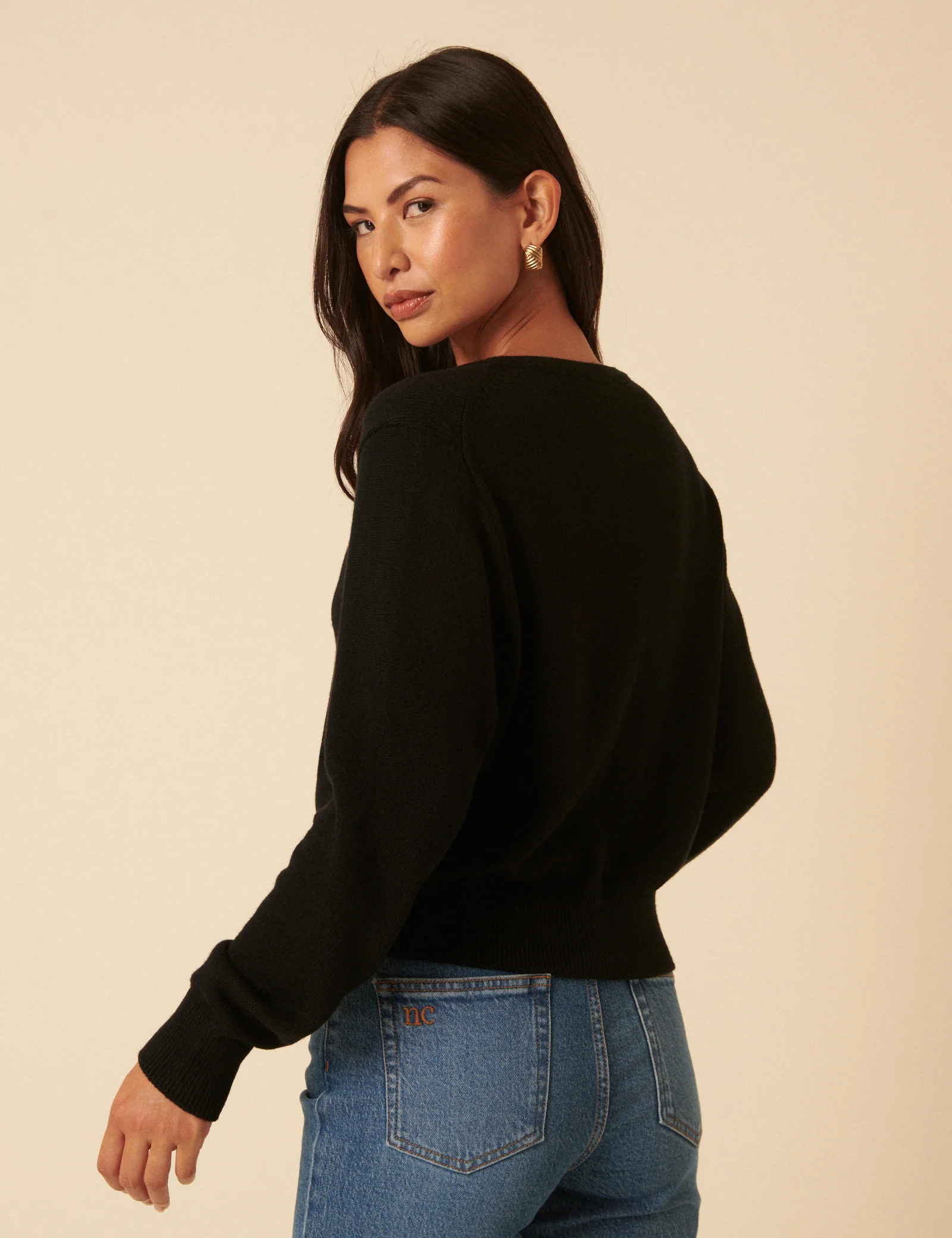 Black Flower Embroidered Cardigan - Image 5