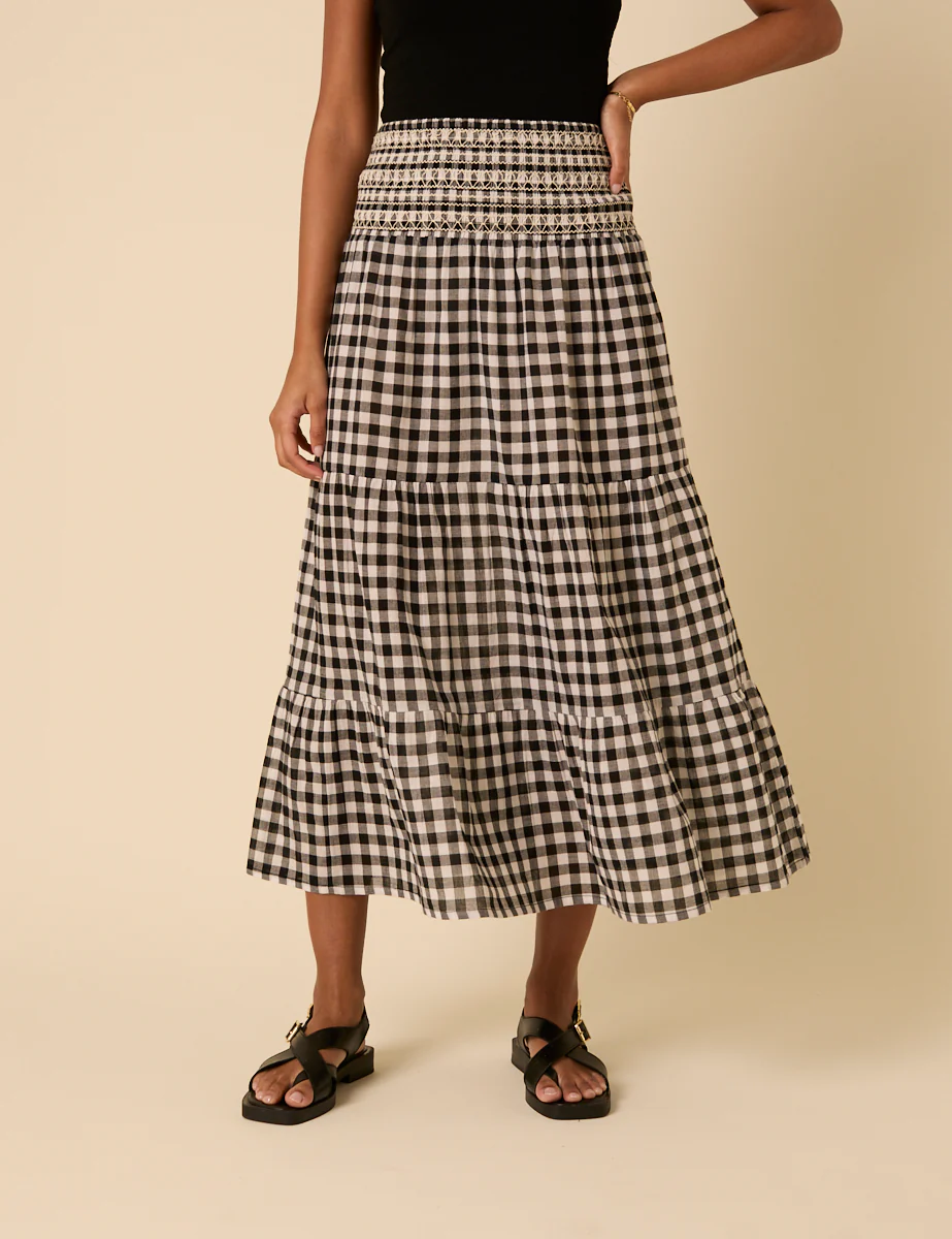 Black Gingham Midi Skirt - Image 2