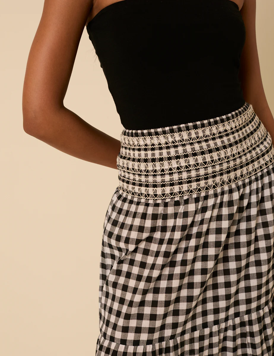 Black Gingham Midi Skirt - Image 3