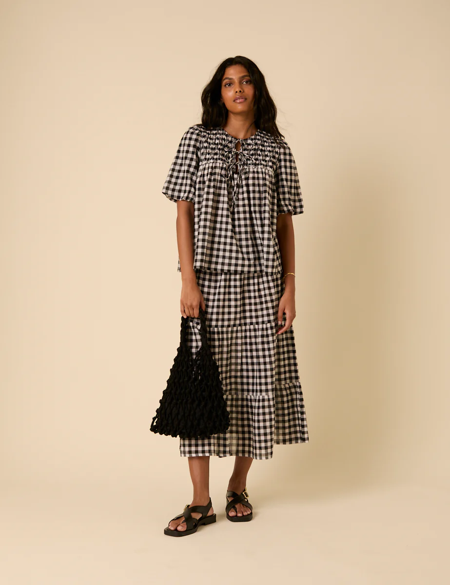 Black Gingham Midi Skirt - Image 5