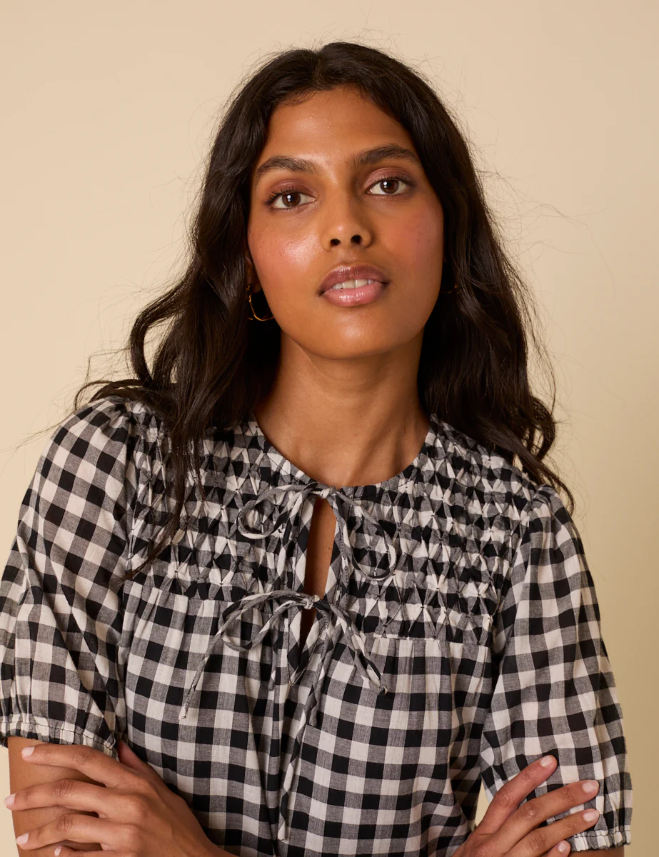 Black Gingham Phoebe Mini Dress - Image 3